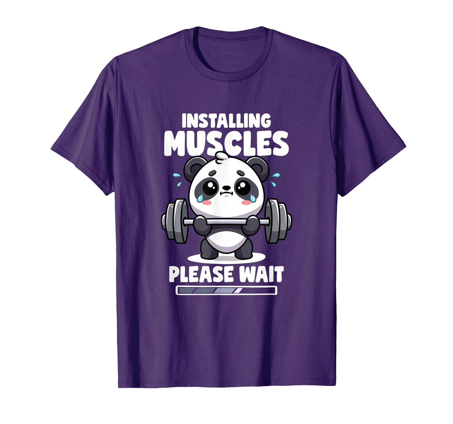 Installing Muscles Please Wait Panda Lifting Gym Quote Panda T-Shirt