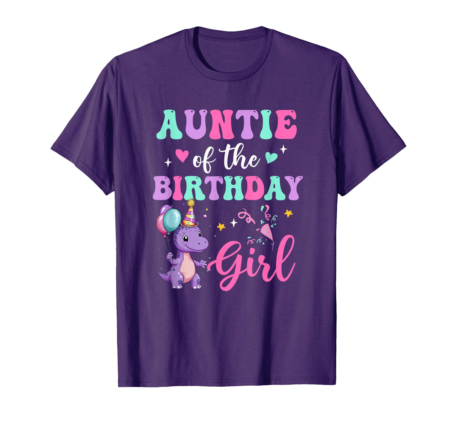 Auntie Of The Birthday For Girl Dinosaur T-Rex Party Family T-Shirt