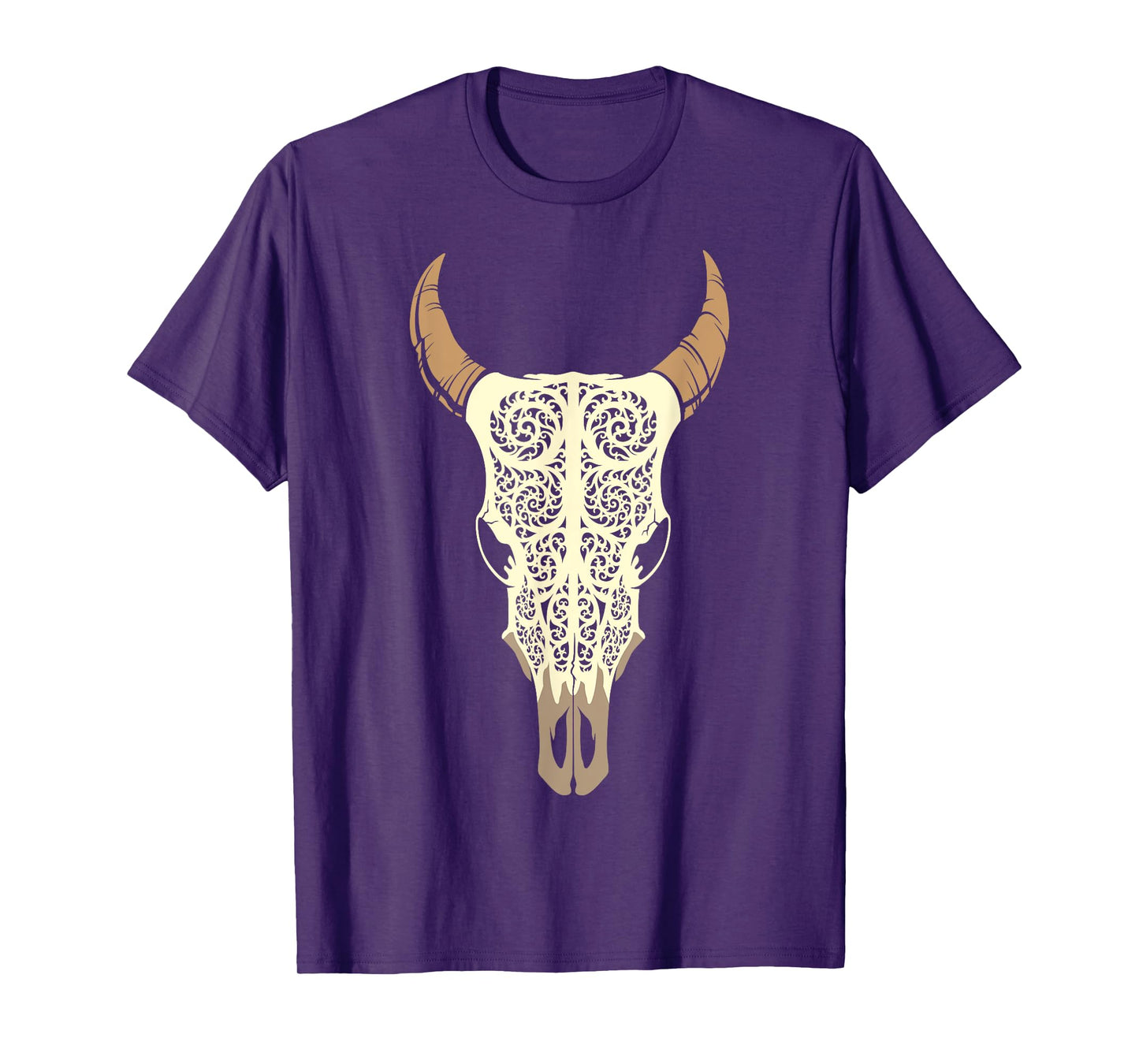 Steer Head Skull Shirt Cow Bull Horn Western Tribal Boho Tee T-Shirt