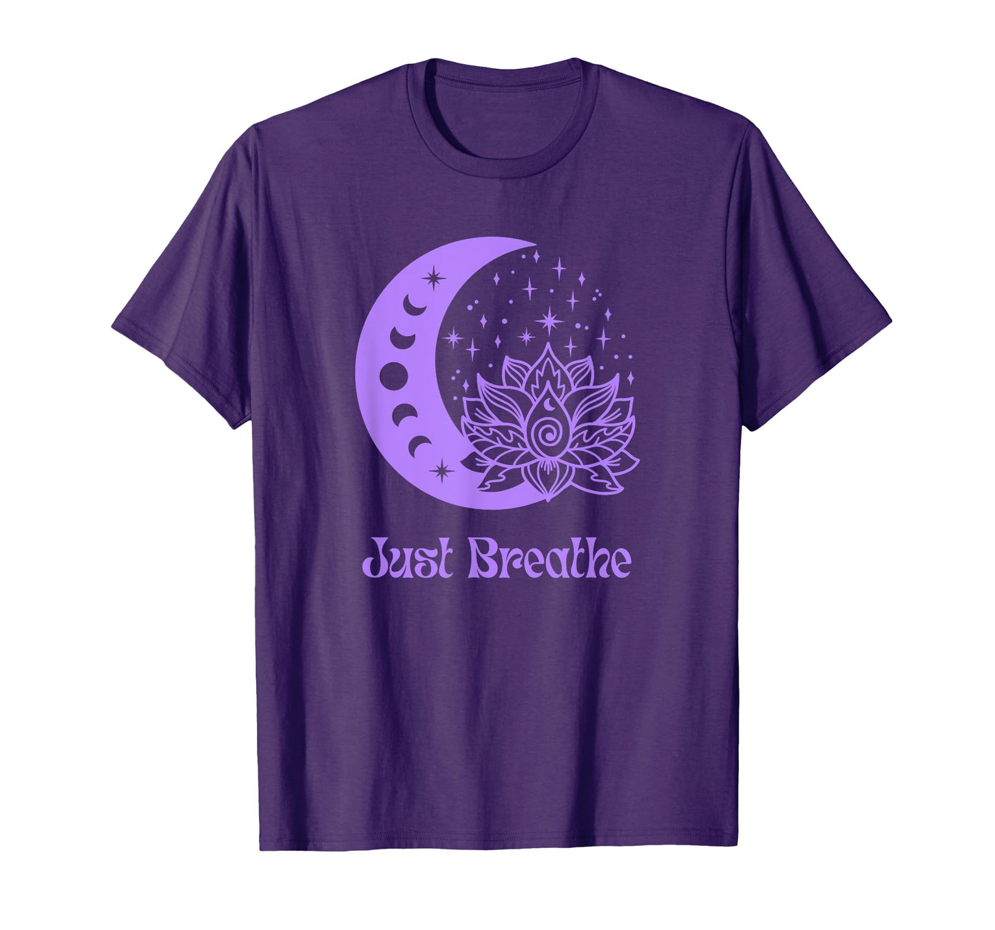 Yogi Purple Moon Phase Yoga Meditation Just Breathe Women's T-Shirt