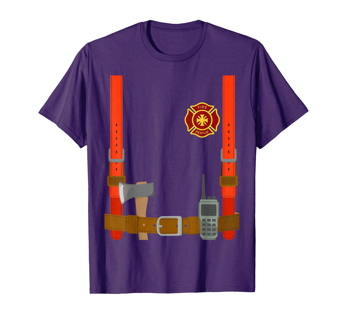 Firefighter Costume Halloween Fireman Uniform T-Shirt
