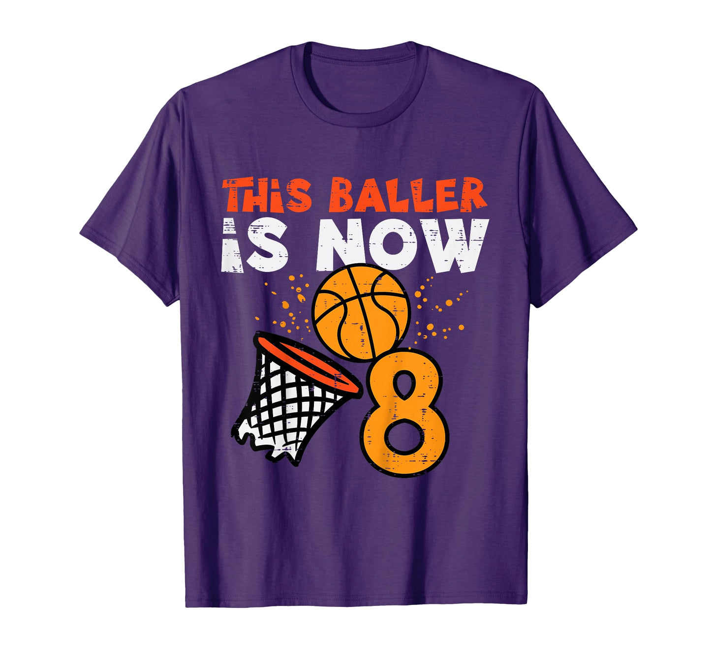 This Baller Is Now 8 Basketball 8th Birthday Bday Boys Kids T-Shirt