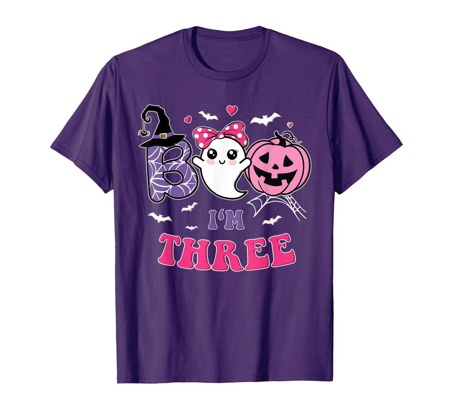 Groovy Halloween Ghost Boo I'm Three Year 3rd Birthday Girl T-Shirt