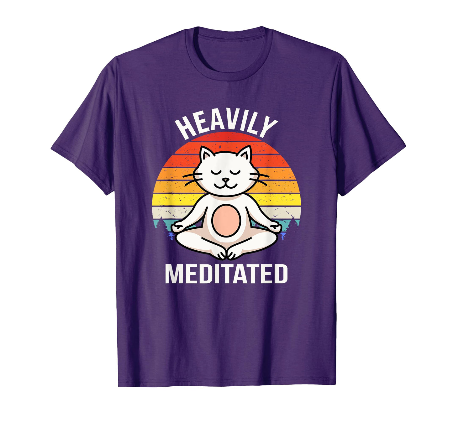 Heavily Meditated Yoga Meditation Spiritual Buddhist Cat T-Shirt for Men Women Kids