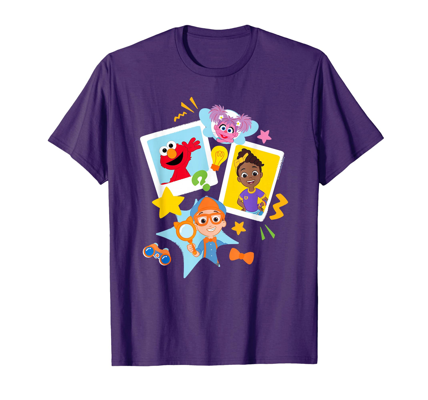 Blippi Sesame Street Cute Polaroid Portraits Collage T-Shirt