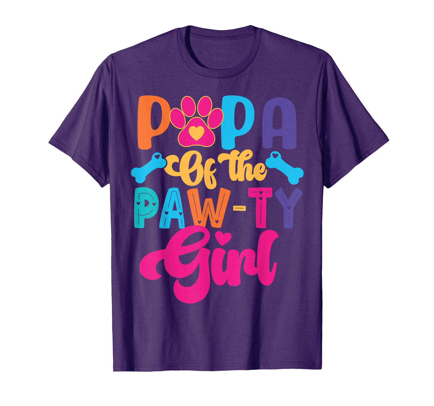 Papa Of The Birthday Girl Dog Paw Family Matching Party T-Shirt