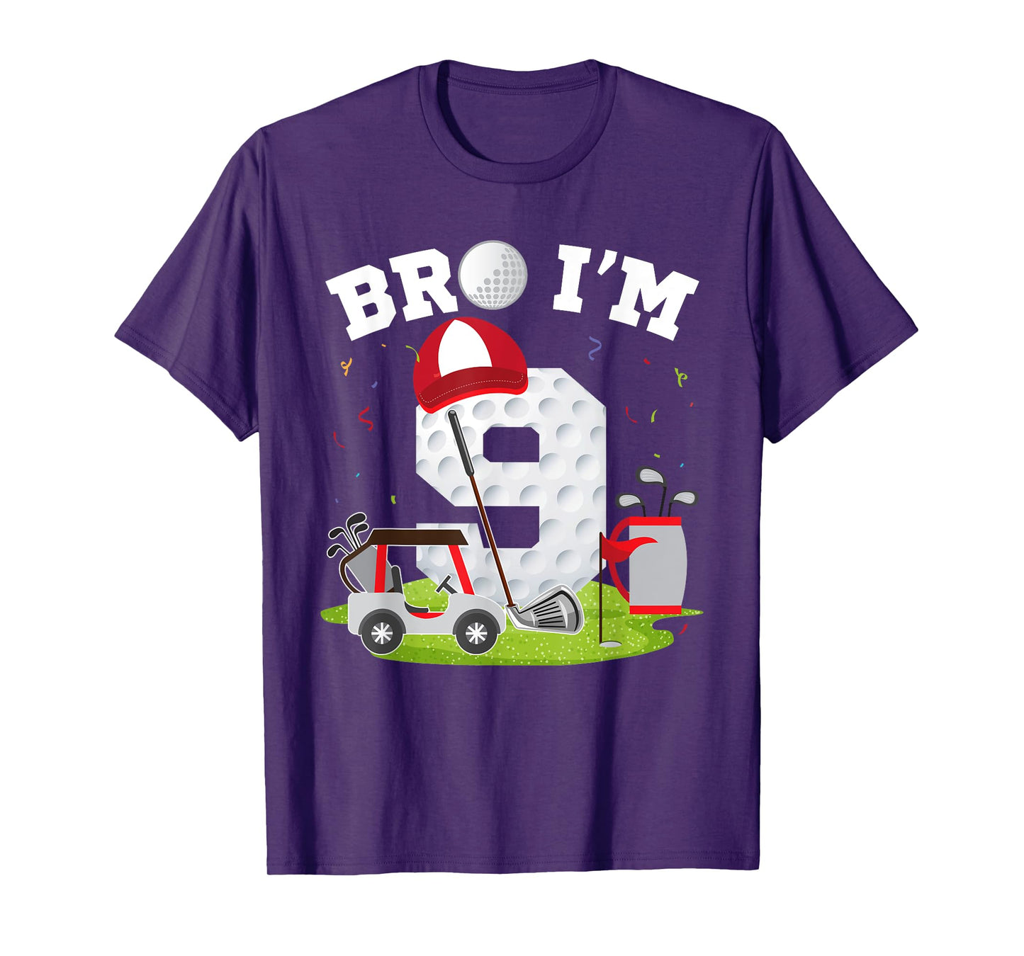 Bro I'm 9 Year Old Golf Theme 9th Birthday Golfer T-Shirt