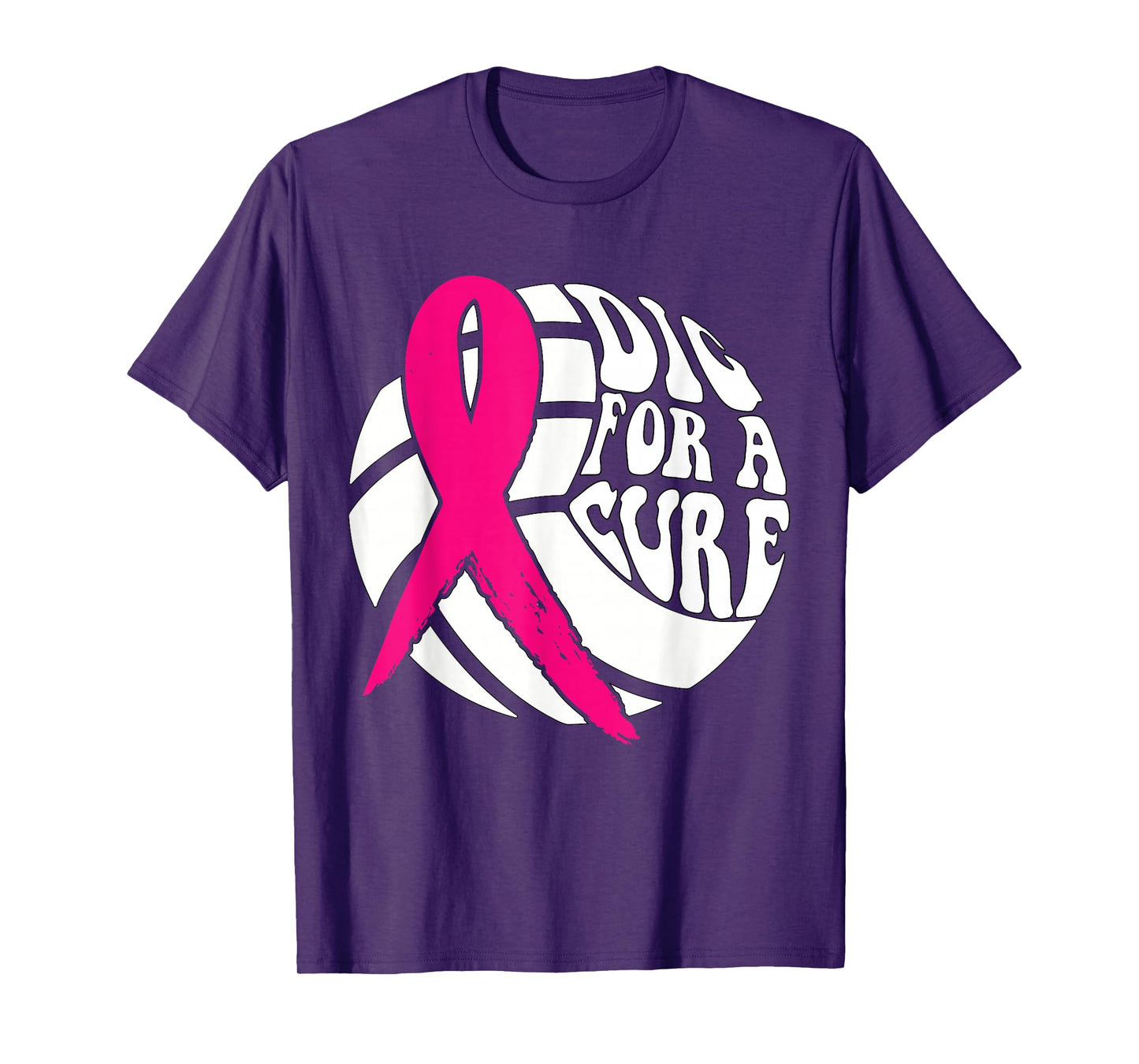 Dig For Cure Ribbon Volleyball Breast Cancer Awareness Pink T-Shirt