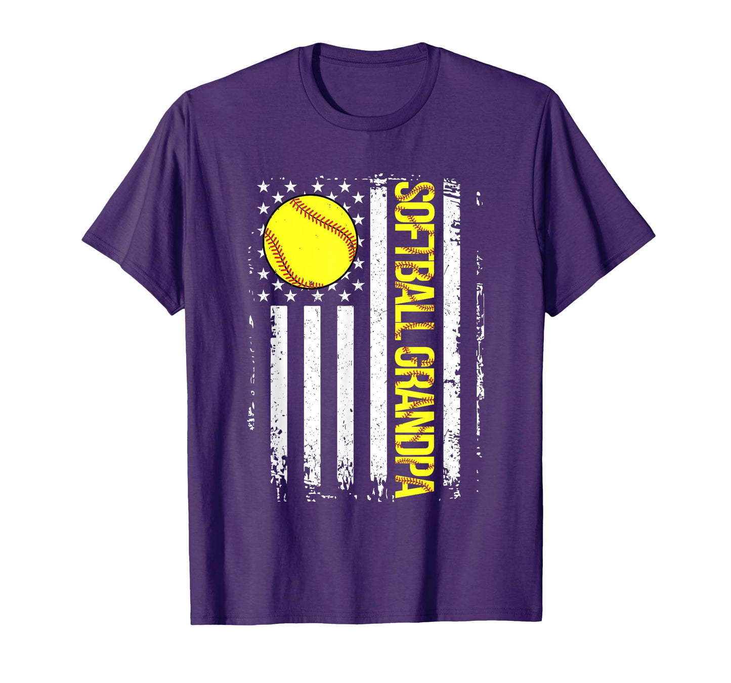 Softball Grandpa American Flag Vintage ic Game Day T-Shirt for Women Men