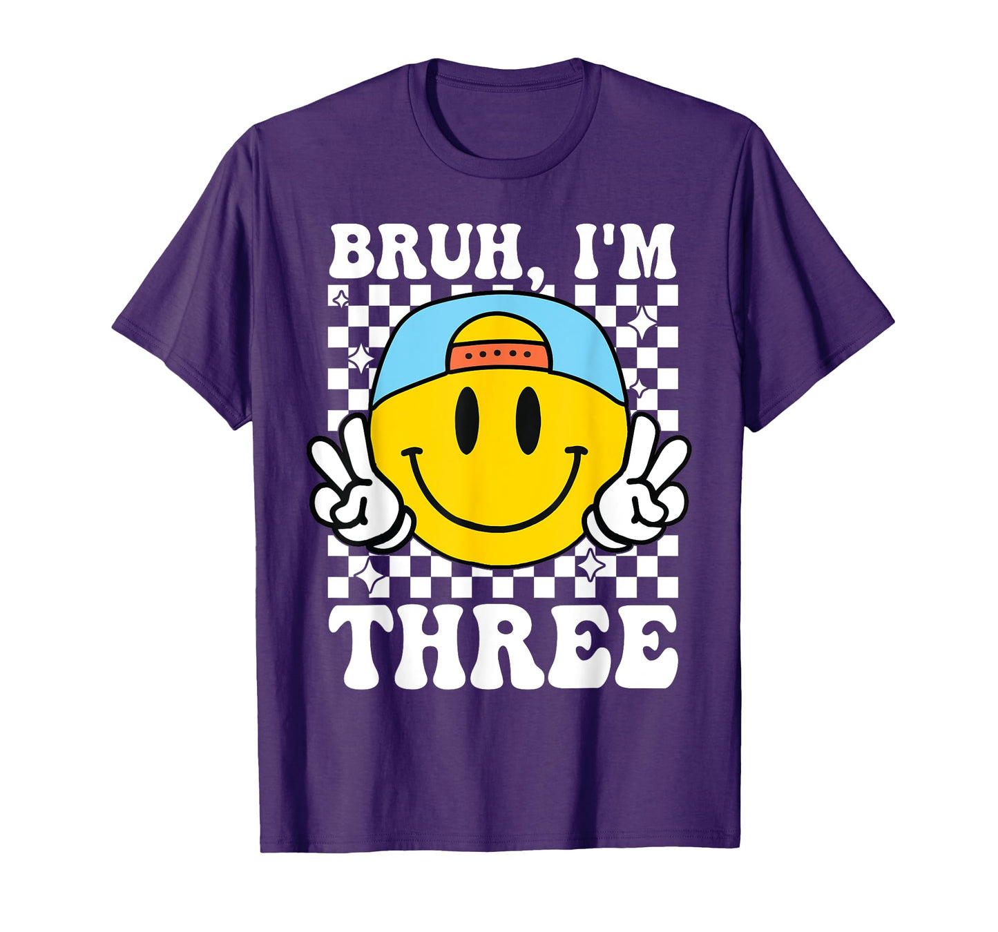 Bruh I'm Three 3 3rd Birthday Groovy Boys Girls 3 Years Old T-Shirt