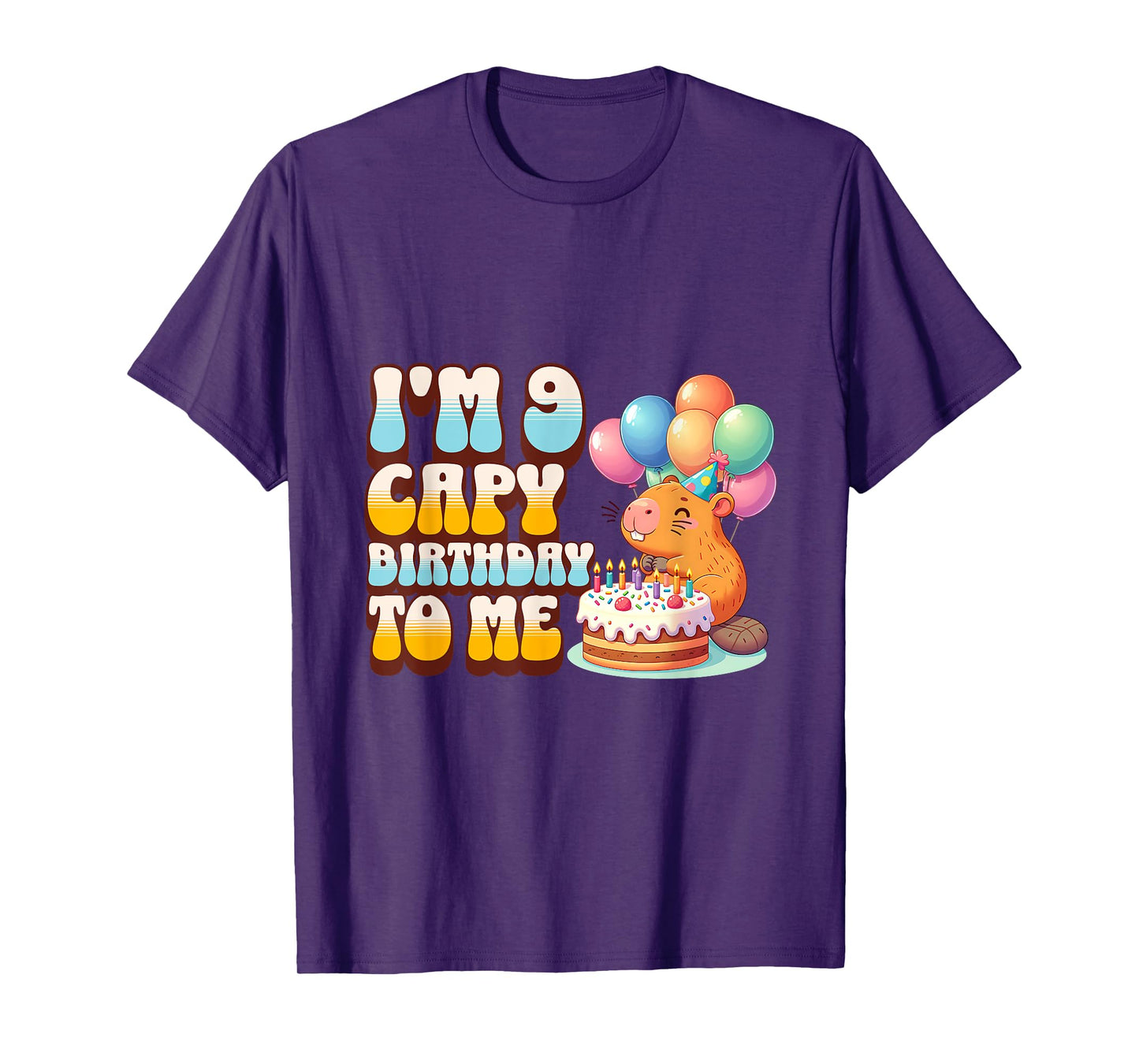 I'm 9 Capy Birthday To Me Cute 9th Capybara Bday Party Kids T-Shirt