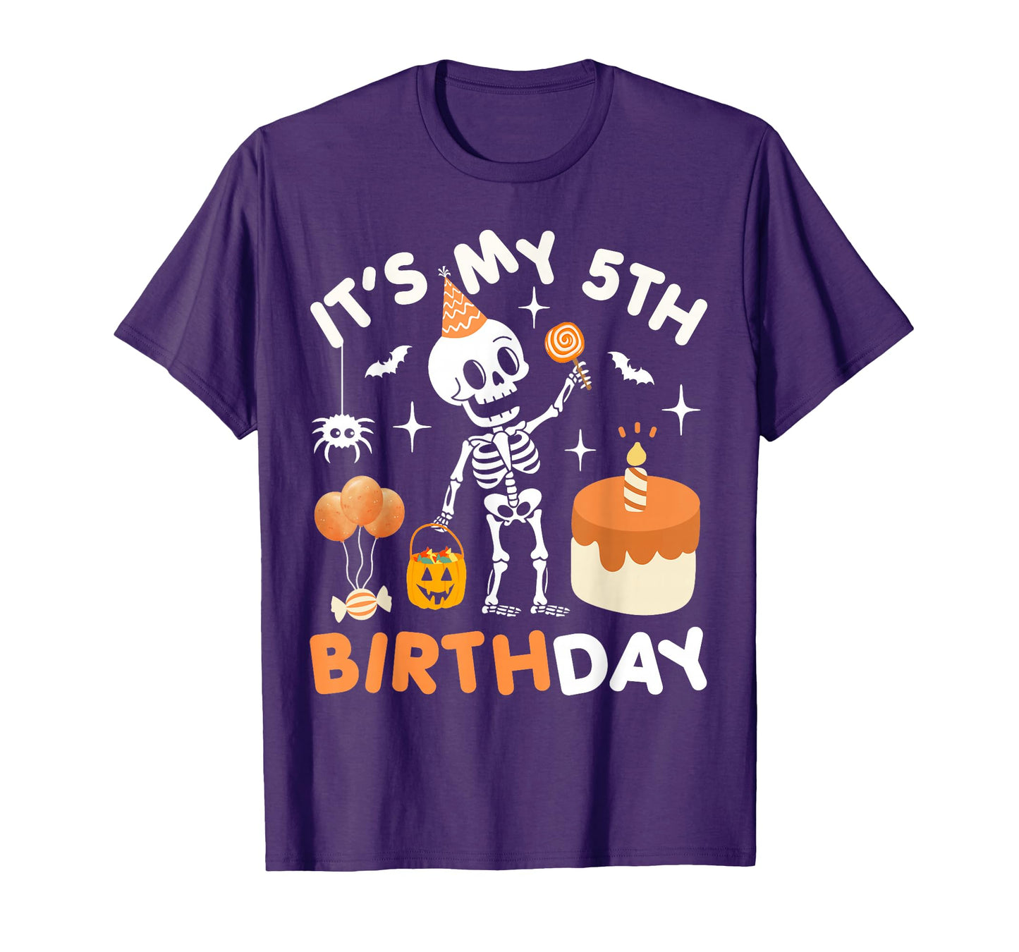 It's My 5th Birthday-Funny Halloween Skeleton 5th Bday Boys T-Shirt