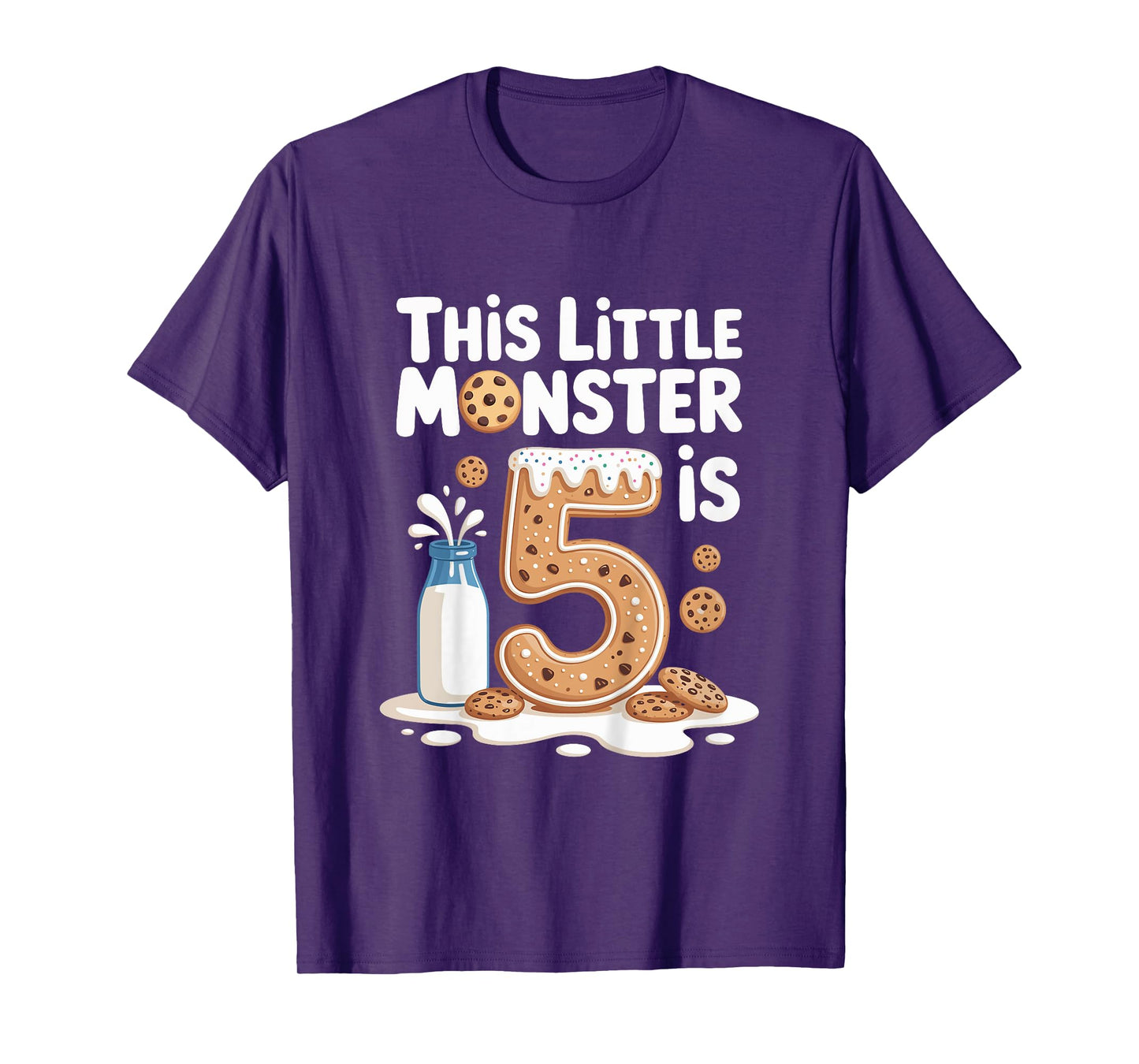 Kids This Cute Monster is 5 Cute Cookie 1st Birthday T-Shirt