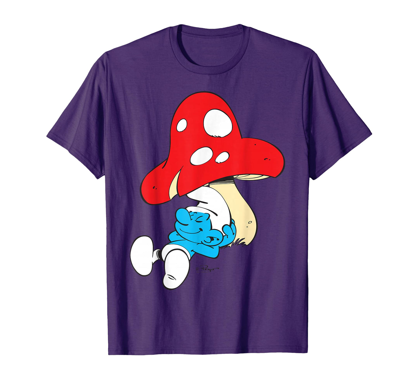The Smurfs Sleeping Under Mushroom Smiling T-Shirt