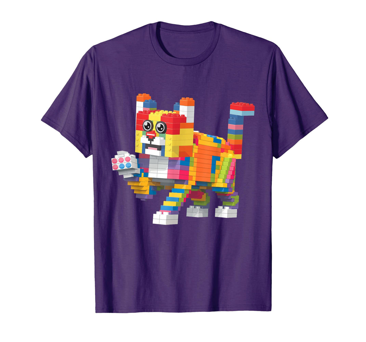Cat Brick Master Builder Block Building Brick Builder T-Shirt for Men Women Kids