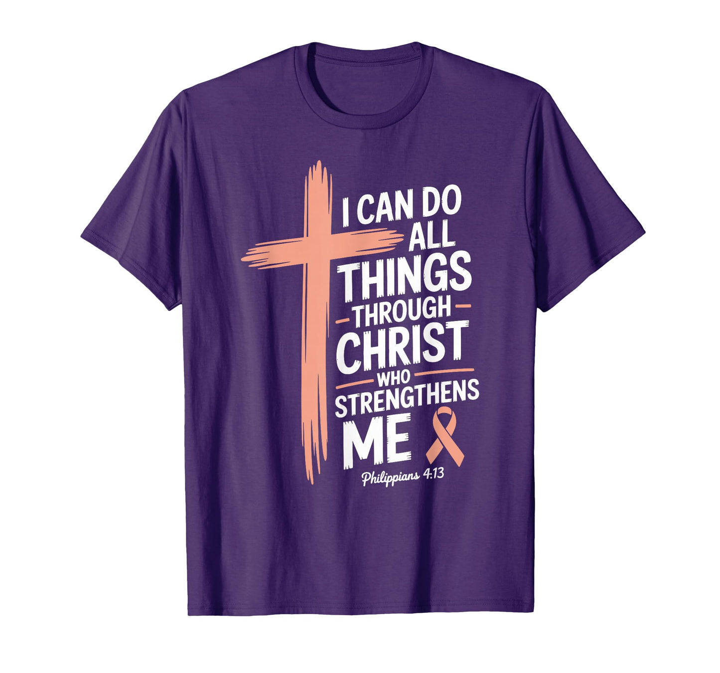 Things Through Christ Pink Ribbon Breast Cancer Christian T-Shirt