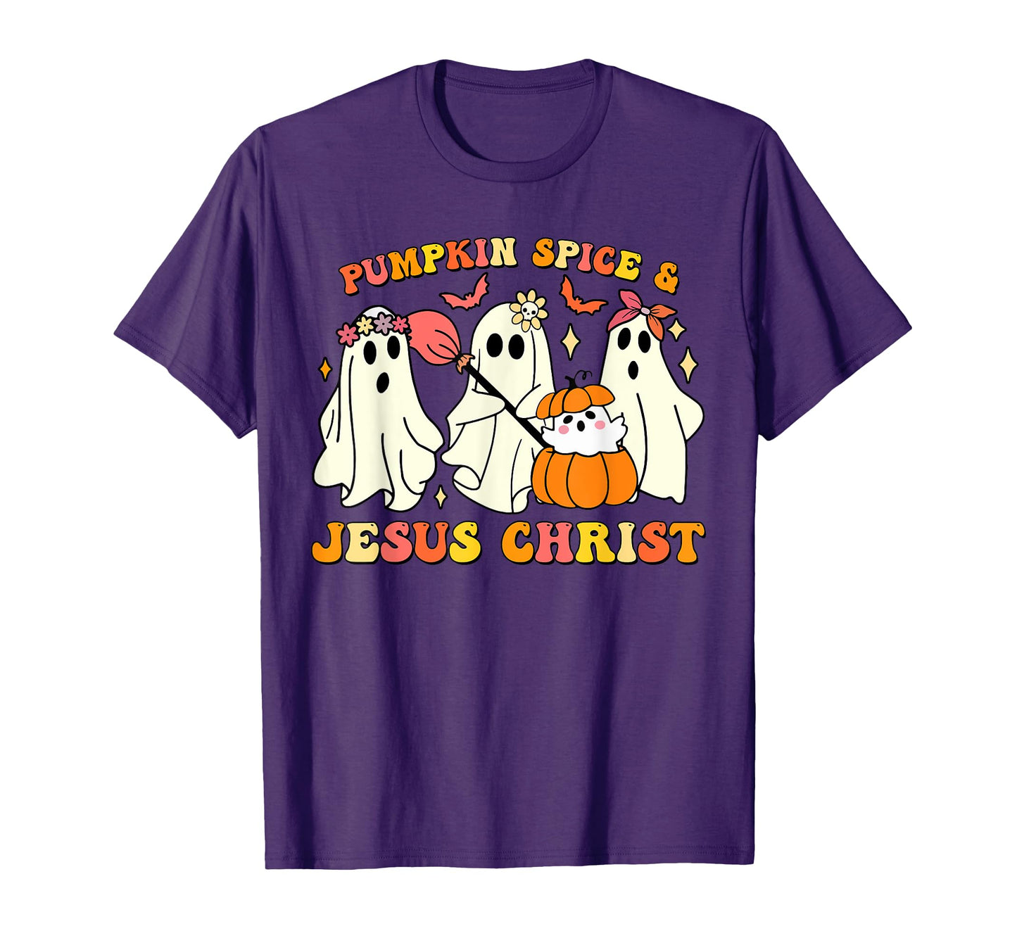 Pumpkin Spice and Jesus Christ Halloween Ghosts T-Shirt