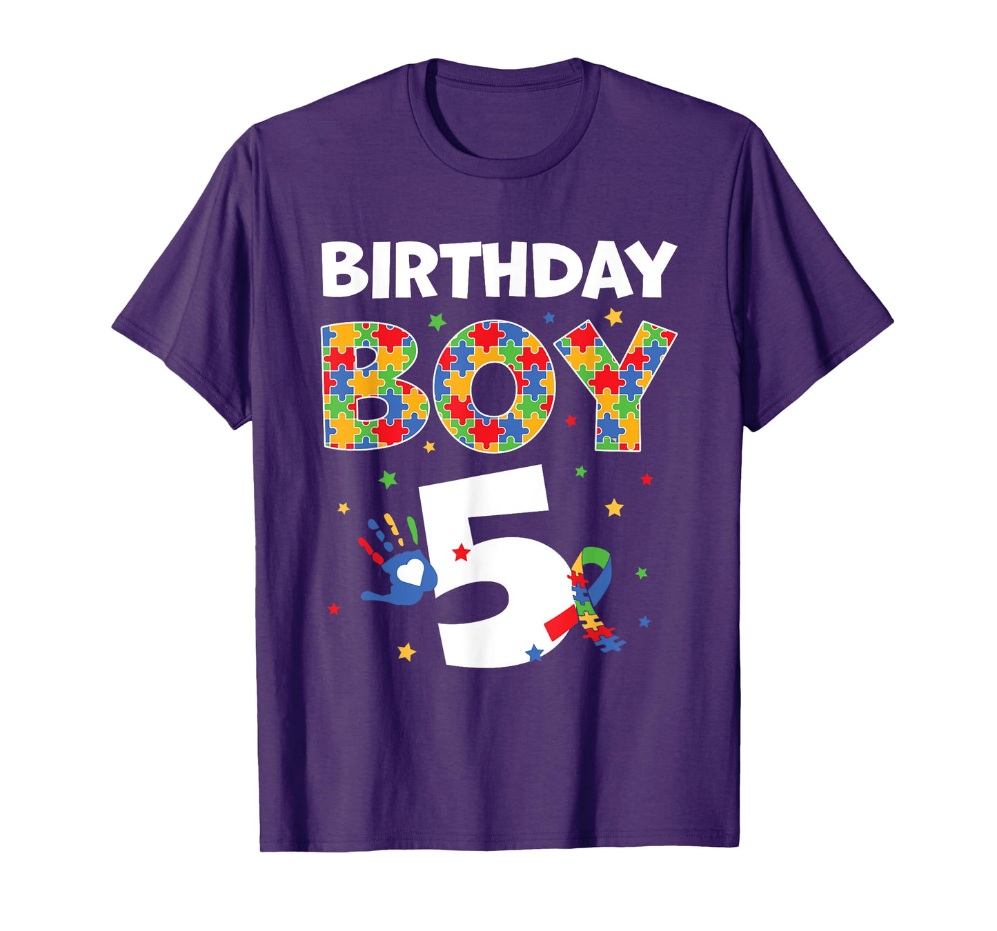 The 5th Birthday Boy Autism Awareness Puzzle Piece T-Shirt