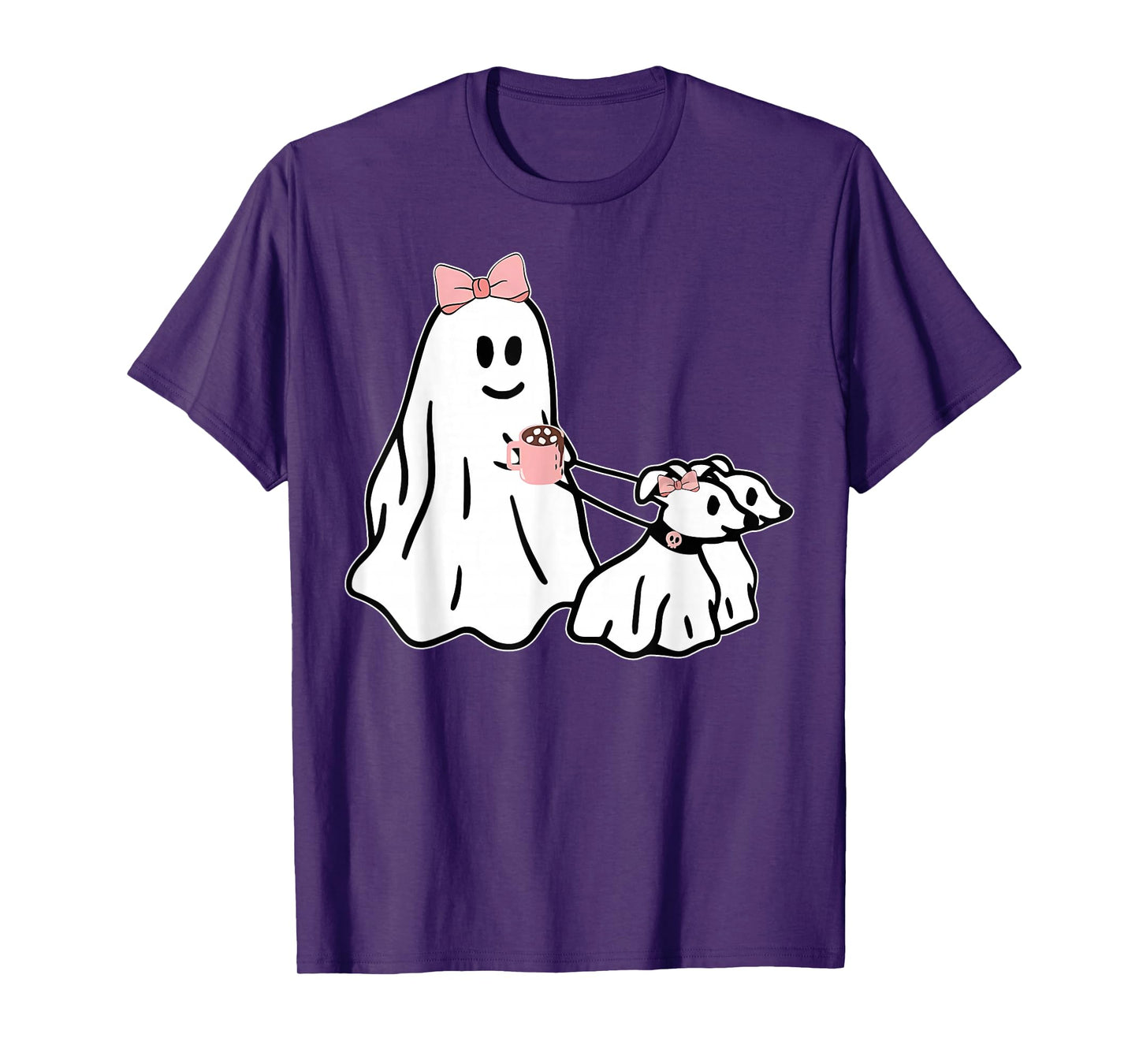 Funny Ghost Walking Dog Spooky Season Halloween Coquette T-Shirt
