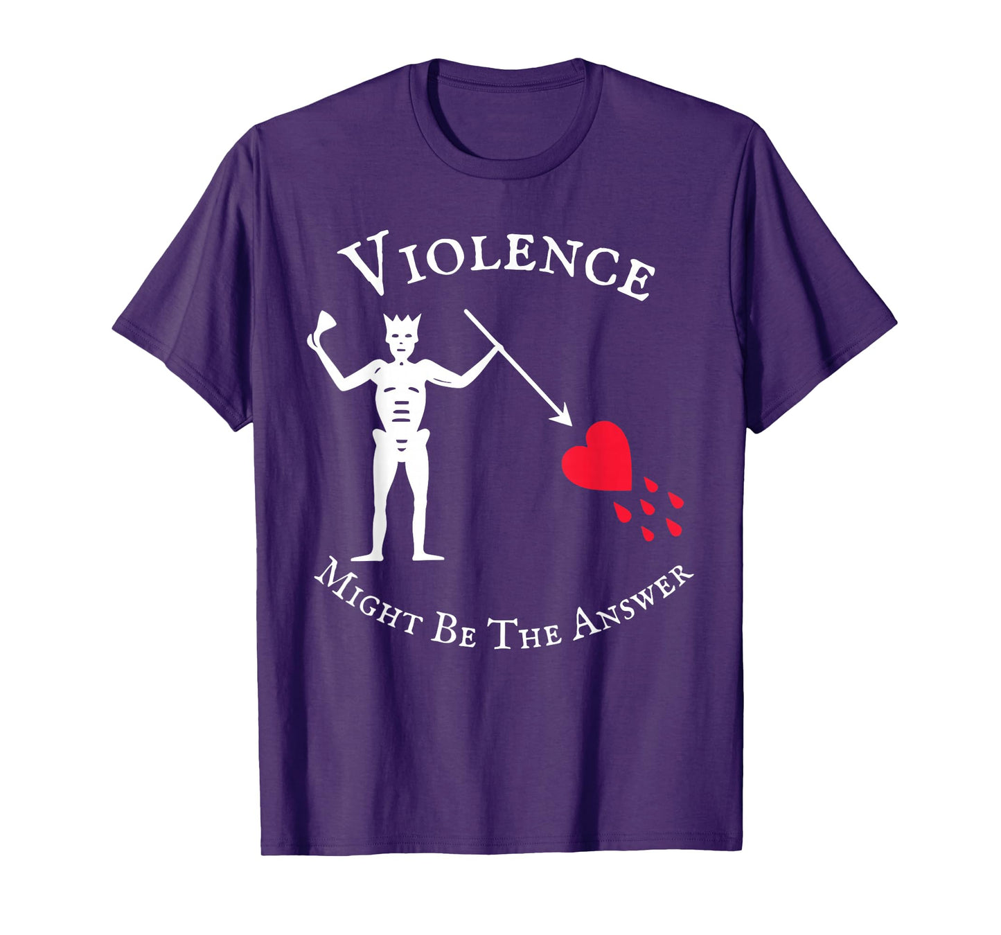 Violence Might Be The Answer Pirate Skull Retro Design T-Shirt