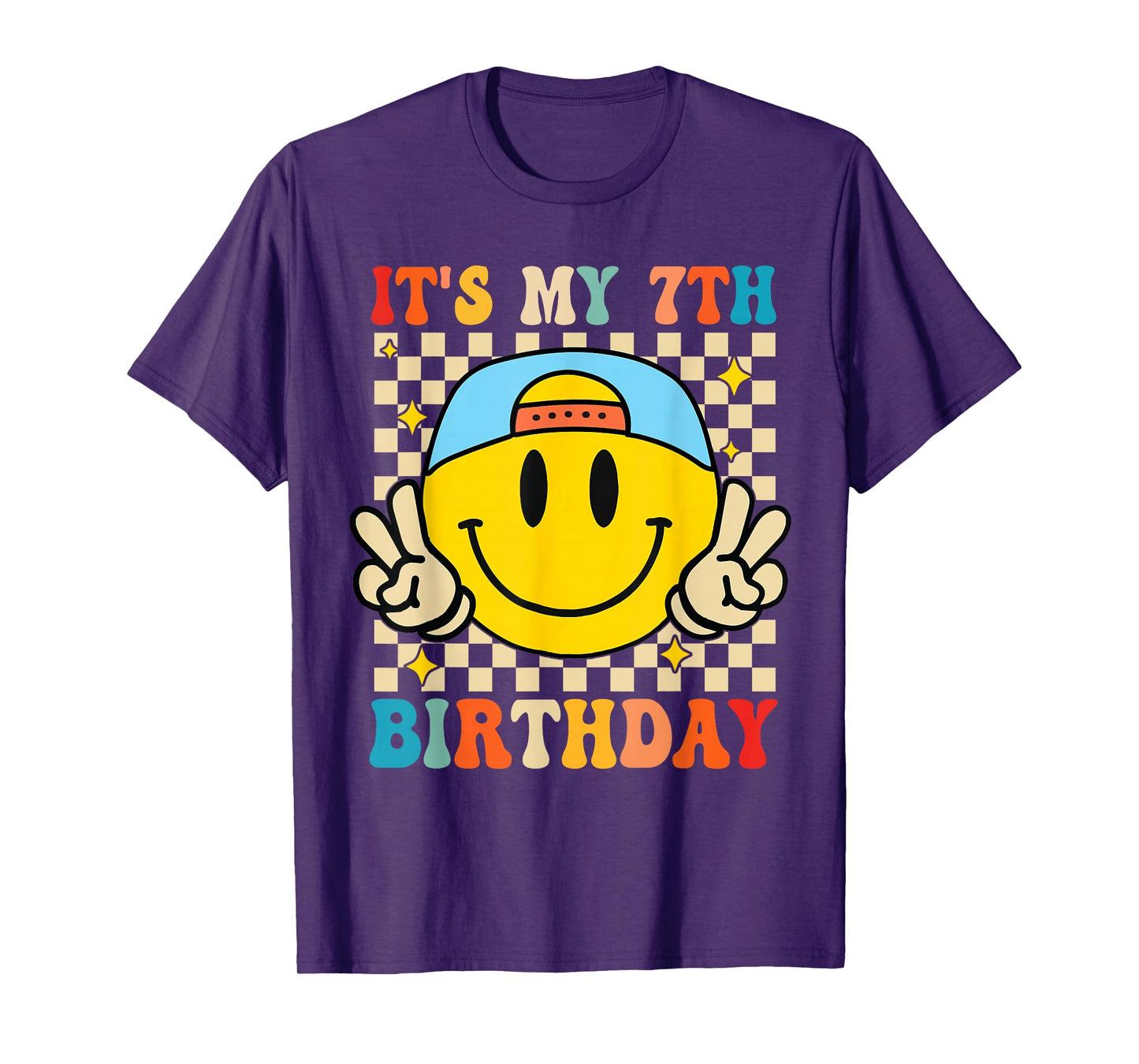 Its My 7th Birthday Smile face 7 Years Old Boys Girls T-Shirt