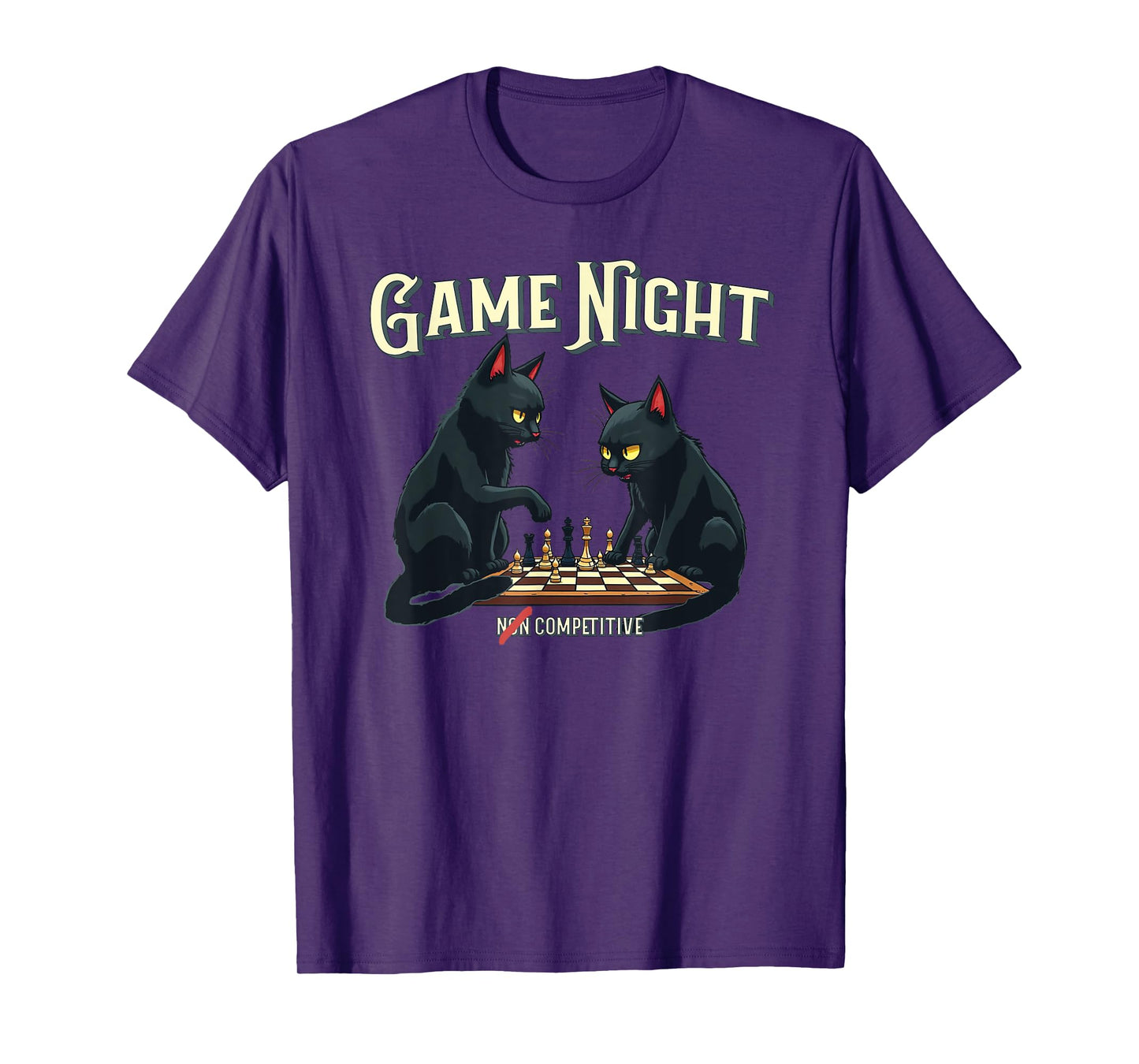 Funny Game Night Competitive Cats Playing Chess T-Shirt