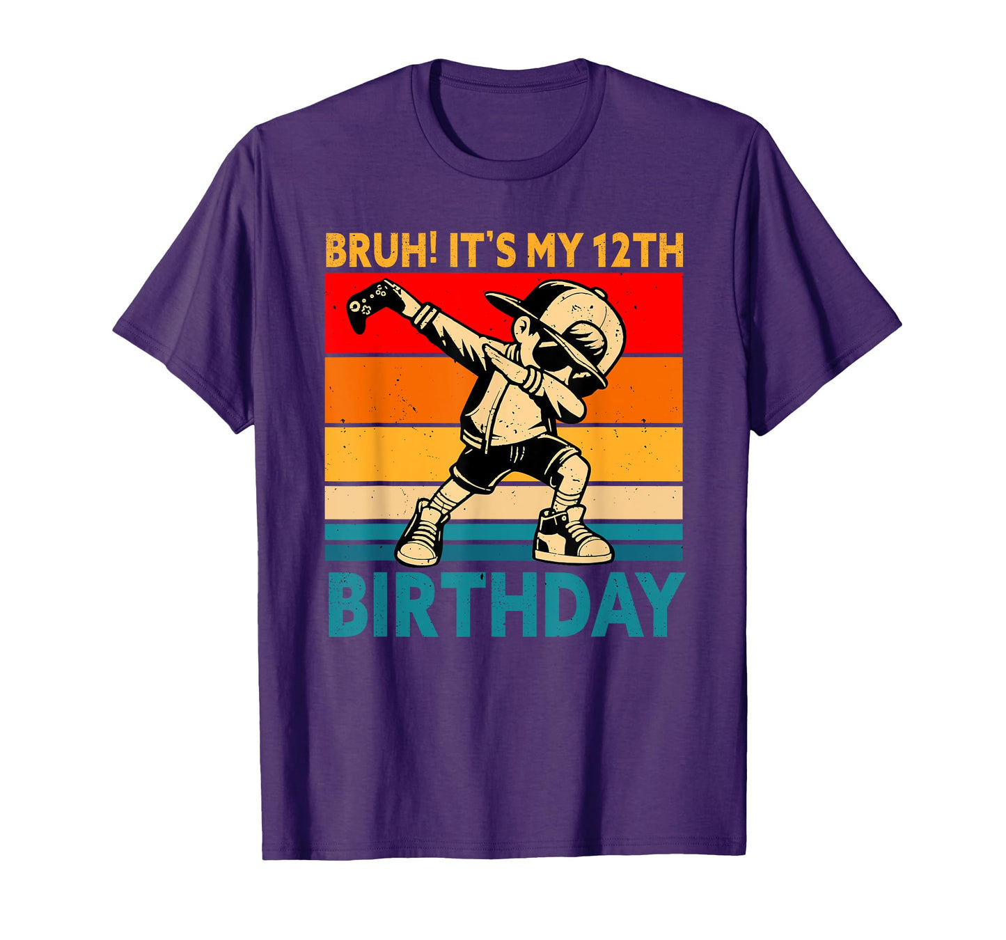Bruh It's My 12th Birthday 12 Years Old Boy Dabbing Gamer T-Shirt