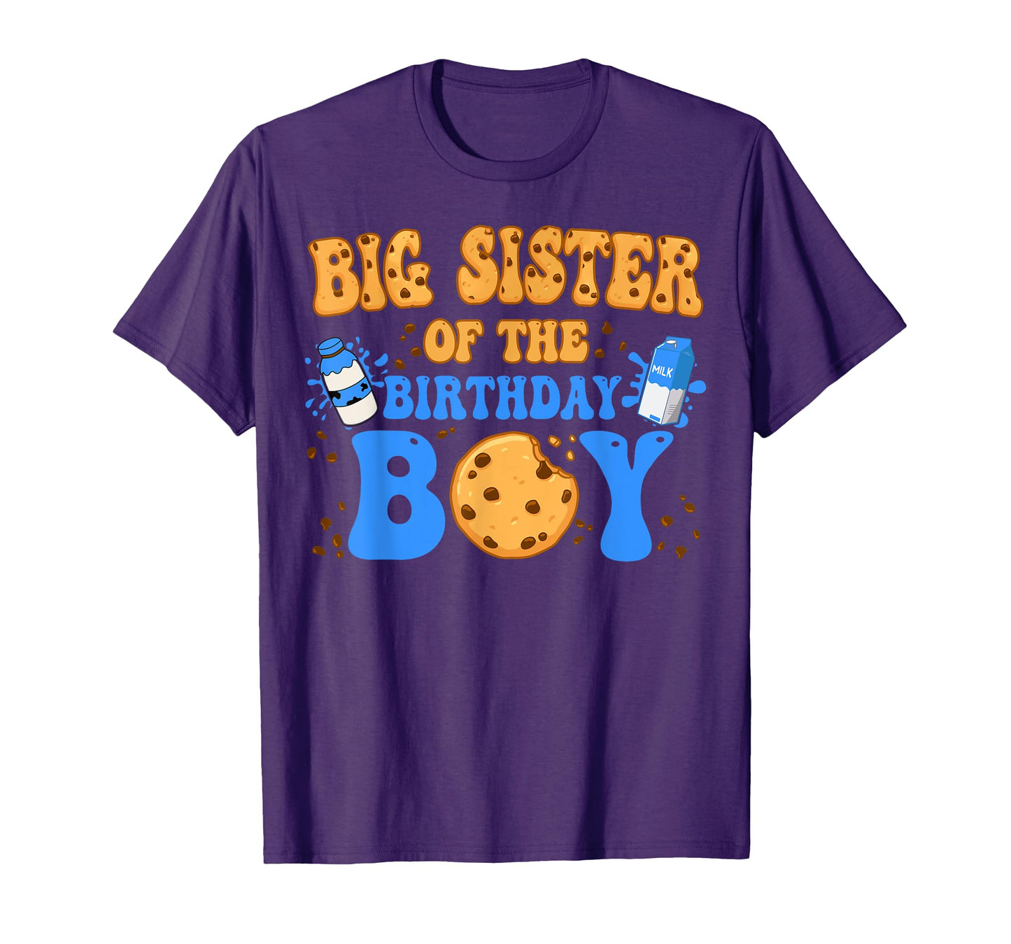 Big Sister Of The Birthday Boy Milk and Cookies Lover T-Shirt