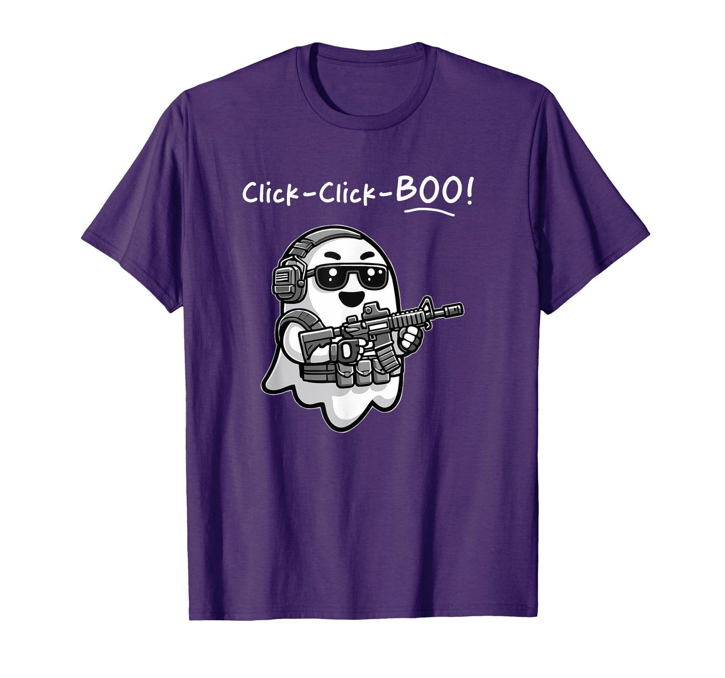 Funny Tactical Ghost Click Click Boo Halloween Veteran Party T-Shirt