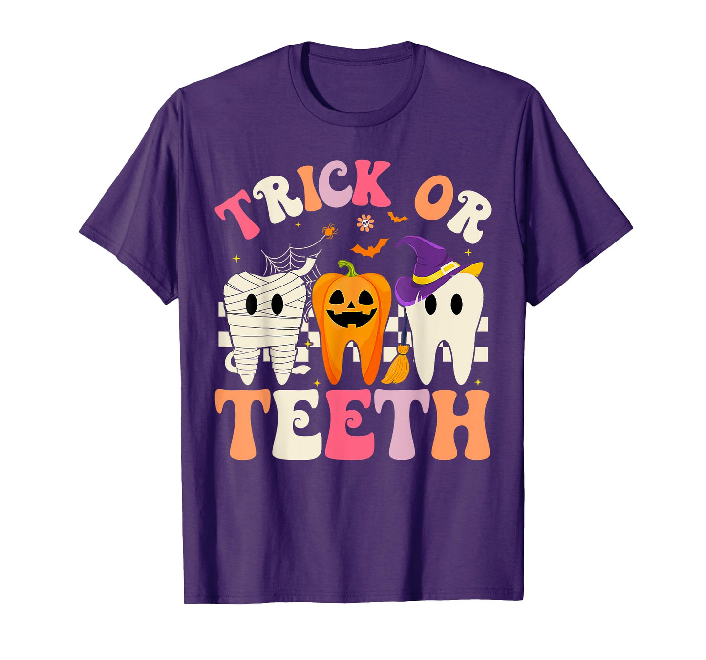 Halloween Dental Funny Teeth Groovy Dentist Hygienist T-Shirt