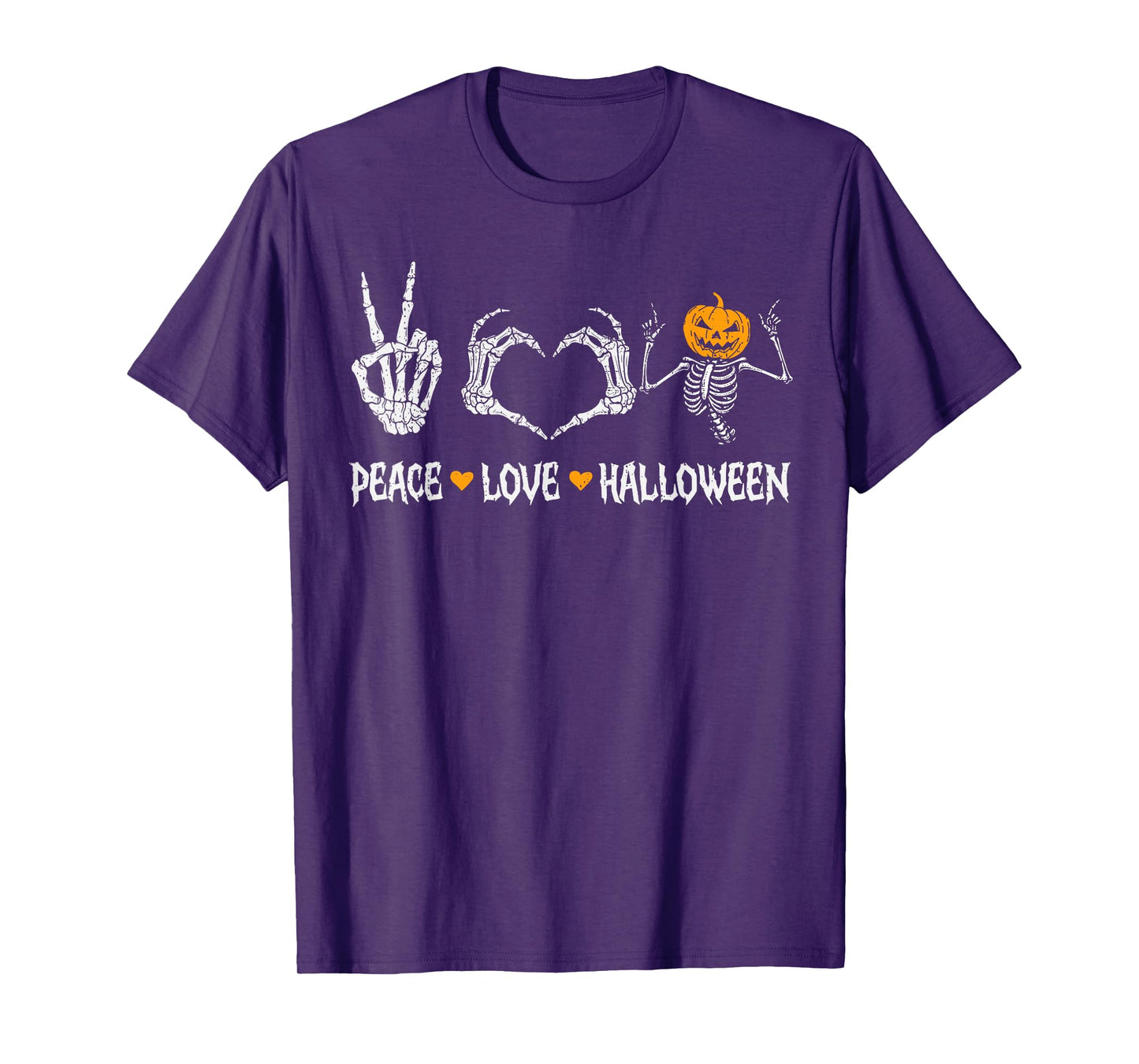 Peace Love Halloween Pumpkin Skeleton Spooky Men Women Kids T-Shirt