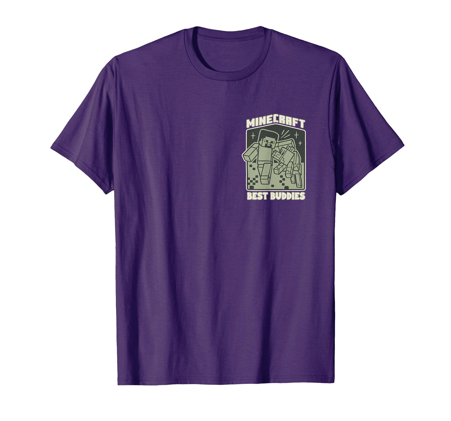 Minecraft Steve and Dog Best Buddies Left Chest T-Shirt