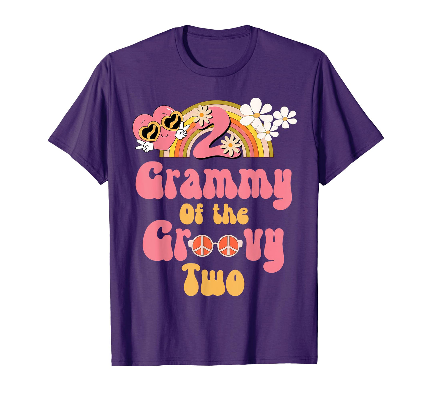 Grammy of the Groovy Two peace sign retro birthday matching T-Shirt
