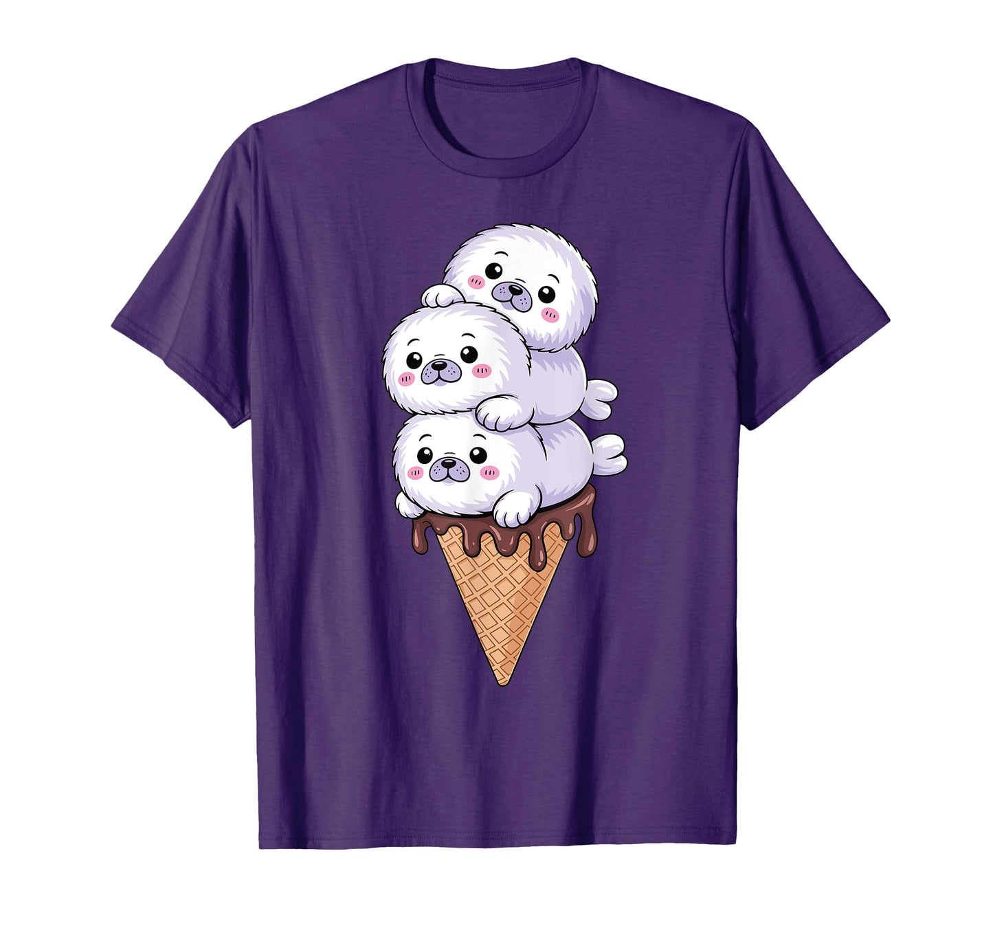 Seal Ice Cream Funny Kawaii Seal T-Shirt