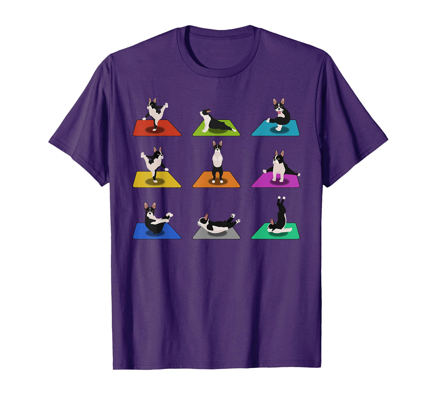 Funny Boston Terriers Yoga Asana Pose and Meditation T-Shirt