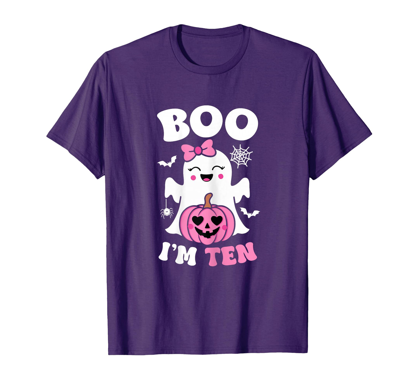 Ghost Boo I'm Ten Year 10th Birthday Girls Halloween Groovy T-Shirt