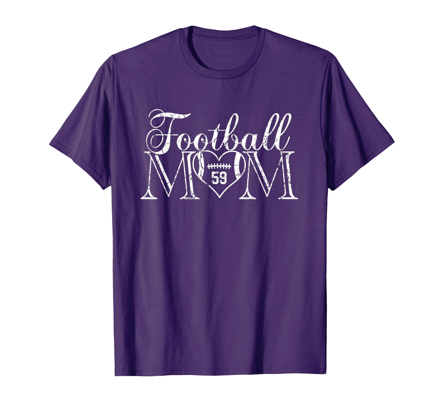 Football Mom Number 59 Football Heart #59 Game Day T-Shirt