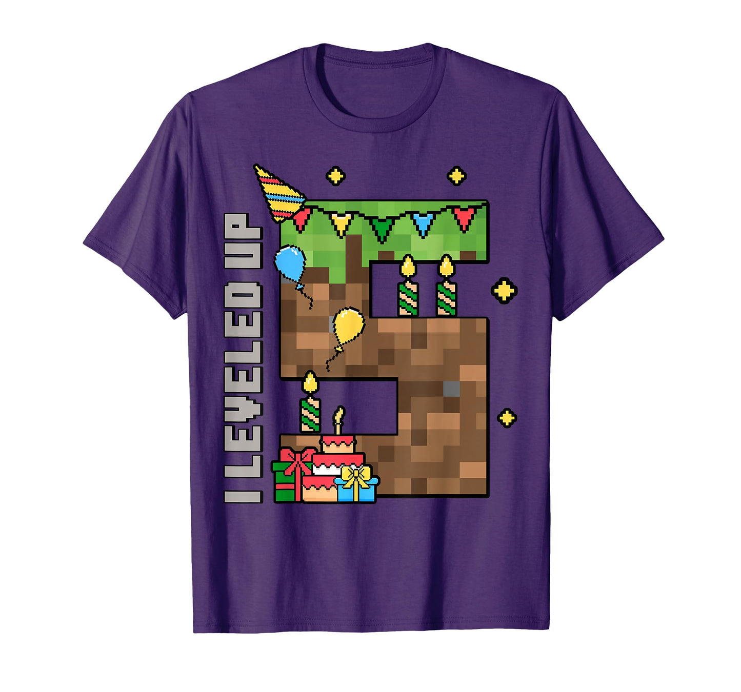 5th Birthday Boy I Leveled Up 5 Pixel Birthday Gamer T-Shirt