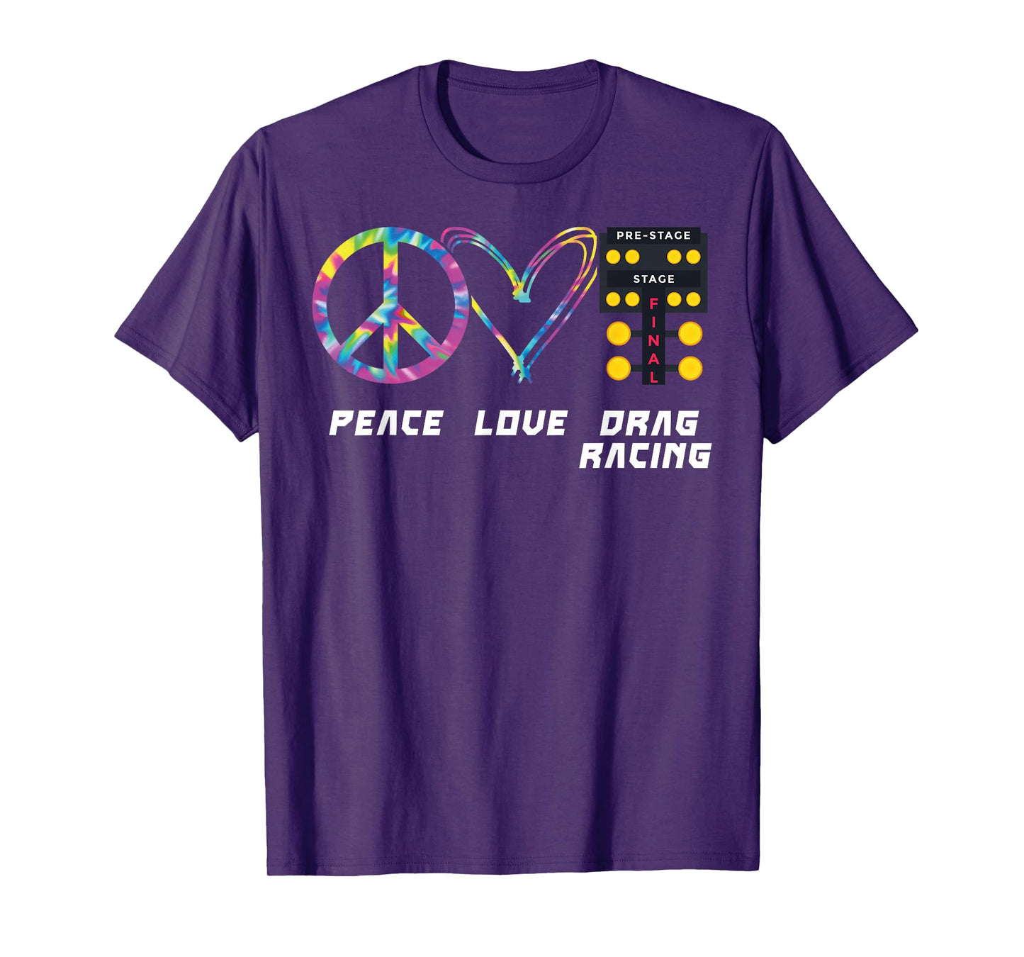 Drag Racing Race Car Girl Retro Tie Dye Peace Love Drag T-Shirt