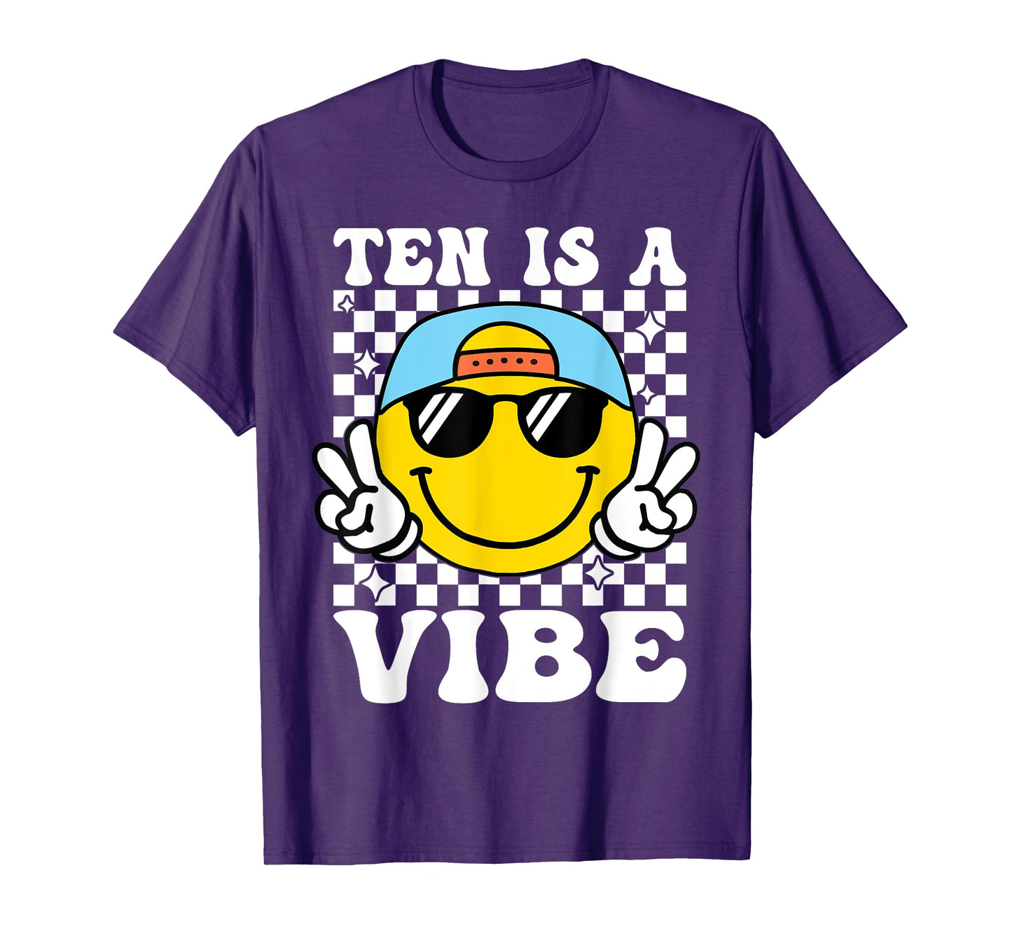 Ten Is A Vibe 10th Birthday Groovy Boys Girls 10 Years Old T-Shirt
