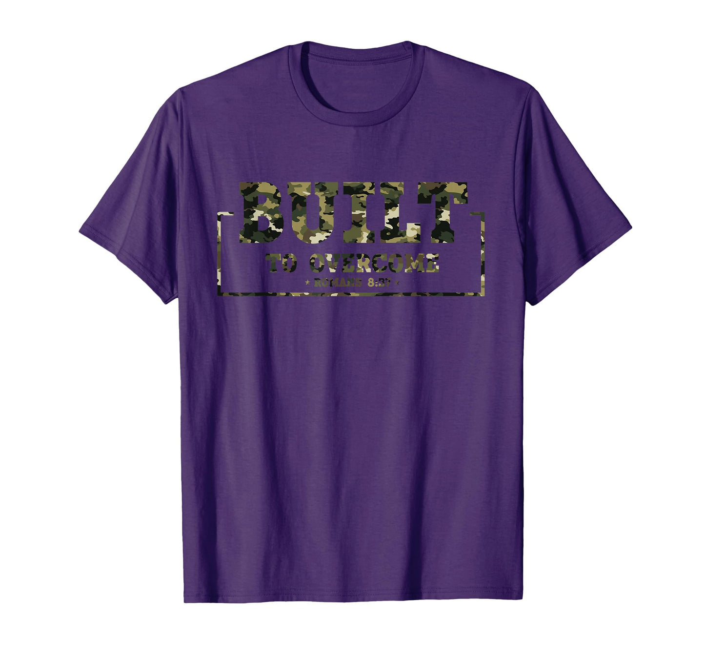 Built to Overcome Camo Gym Christian Workout Scripture Faith T-Shirt