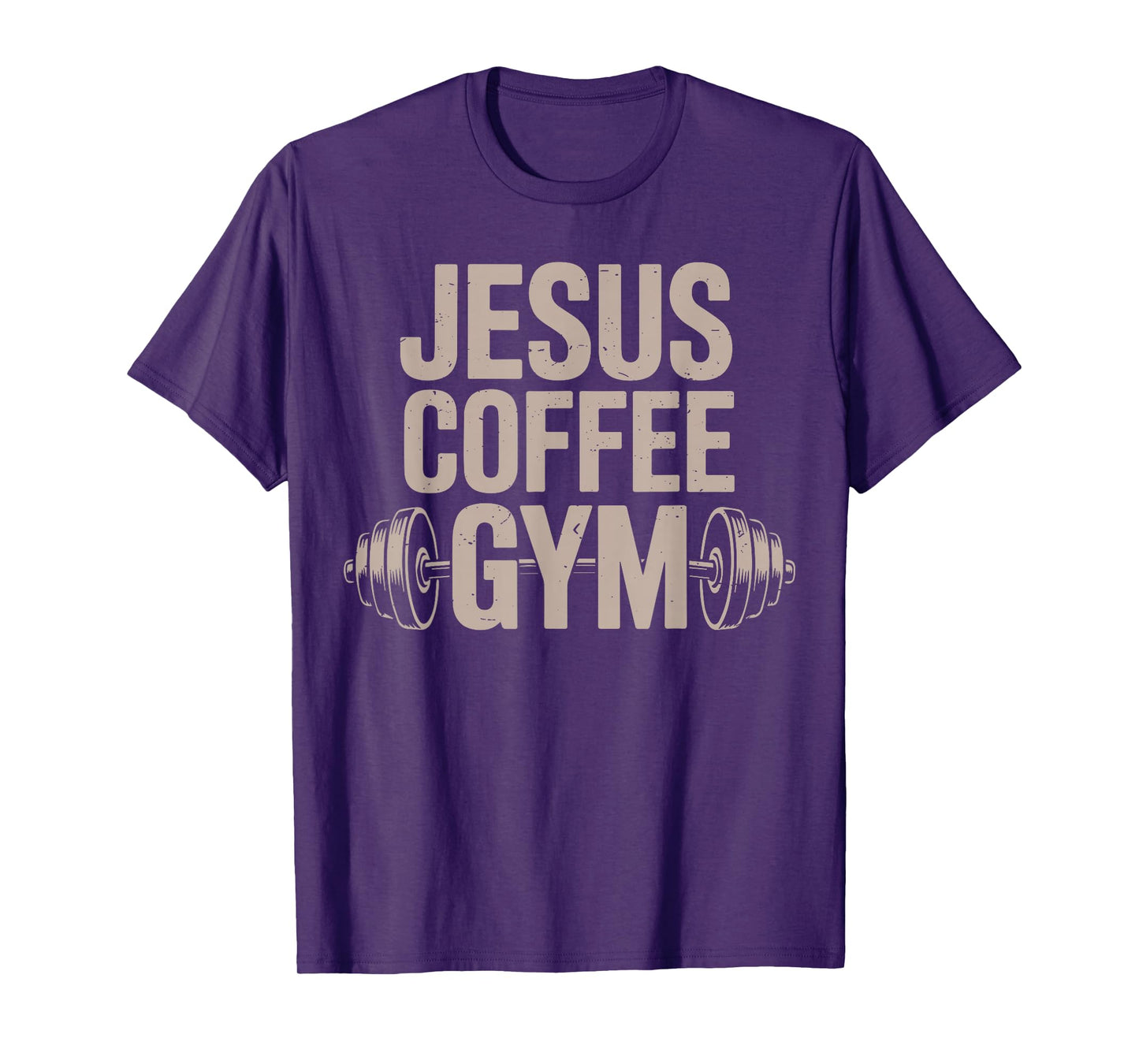 Funny Christian Workout Jesus Coffee Gym Barbell Cross Women T-Shirt