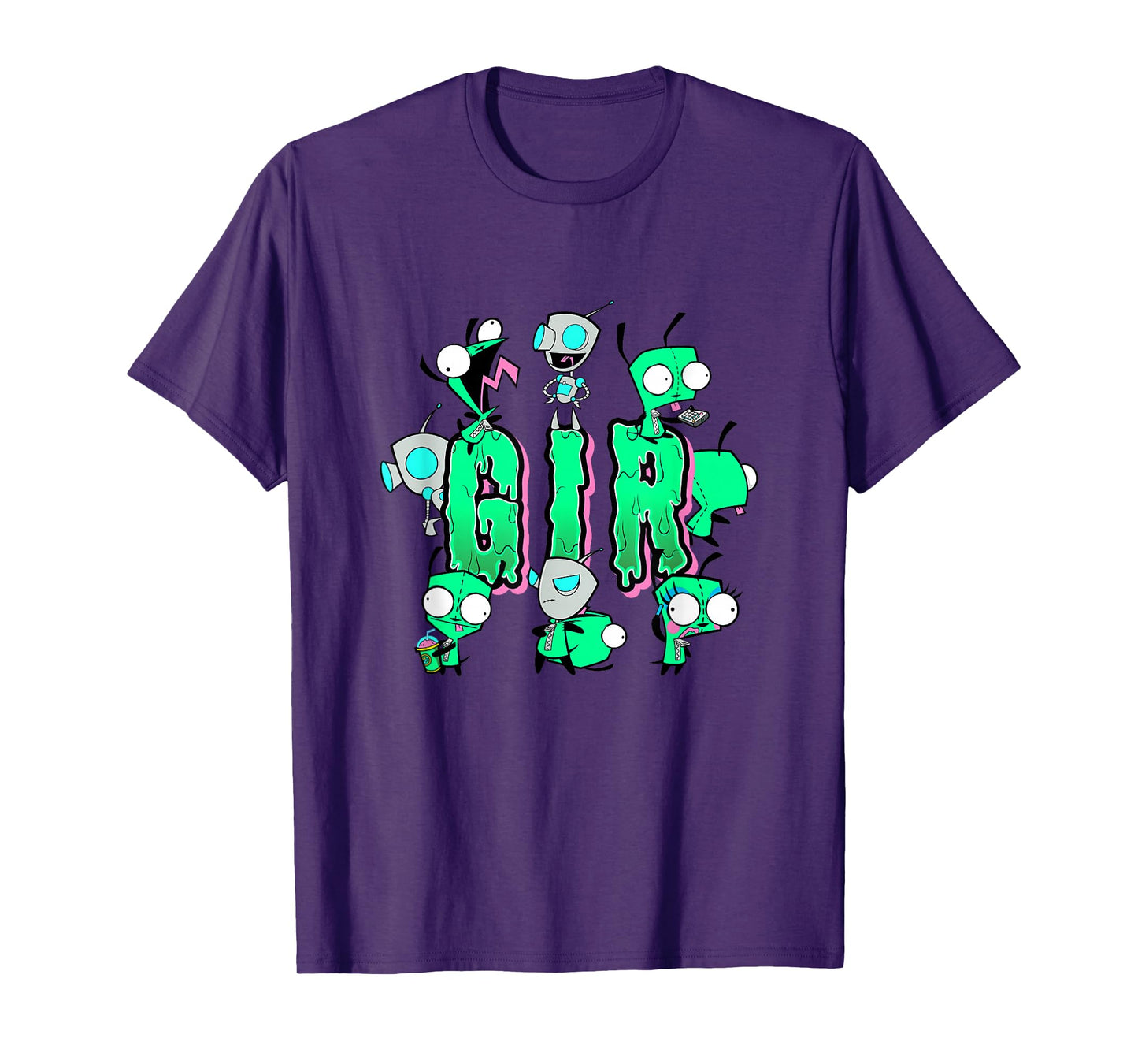 Invader Zim Gir Text Design Slime Letters Funny Faces T-Shirt