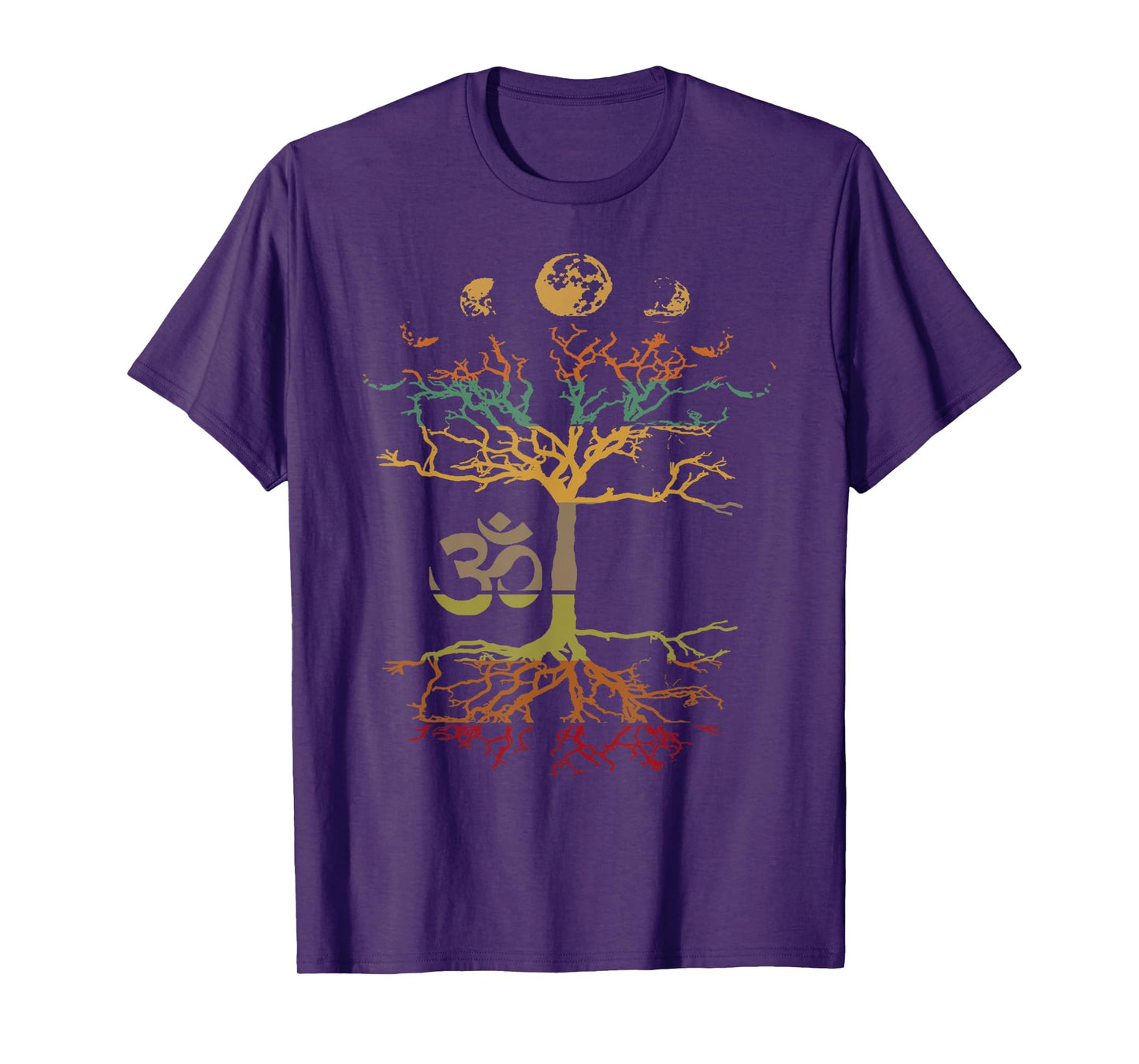 Phases of the Moon Tree of Life Vintage Retro Om Mindfulness T-Shirt