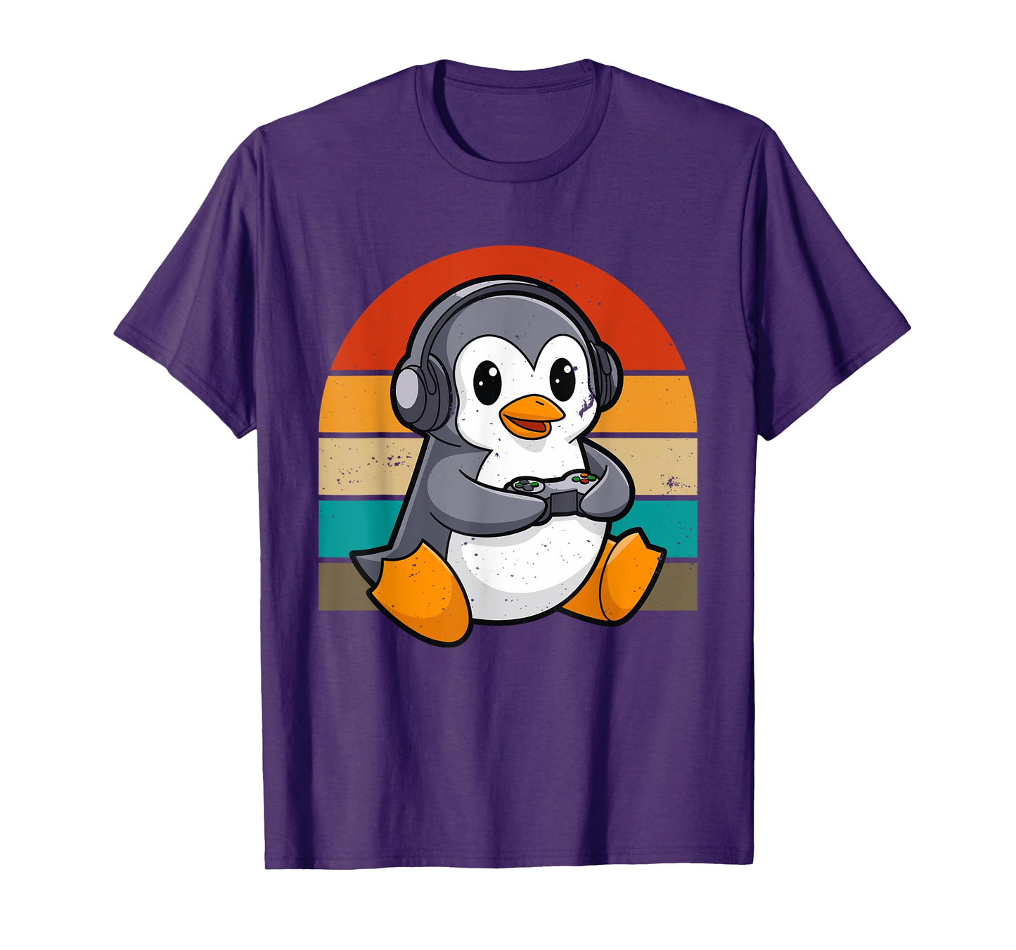 Retro Vintage Penguin Video Gamer Kawaii Gaming T-Shirt