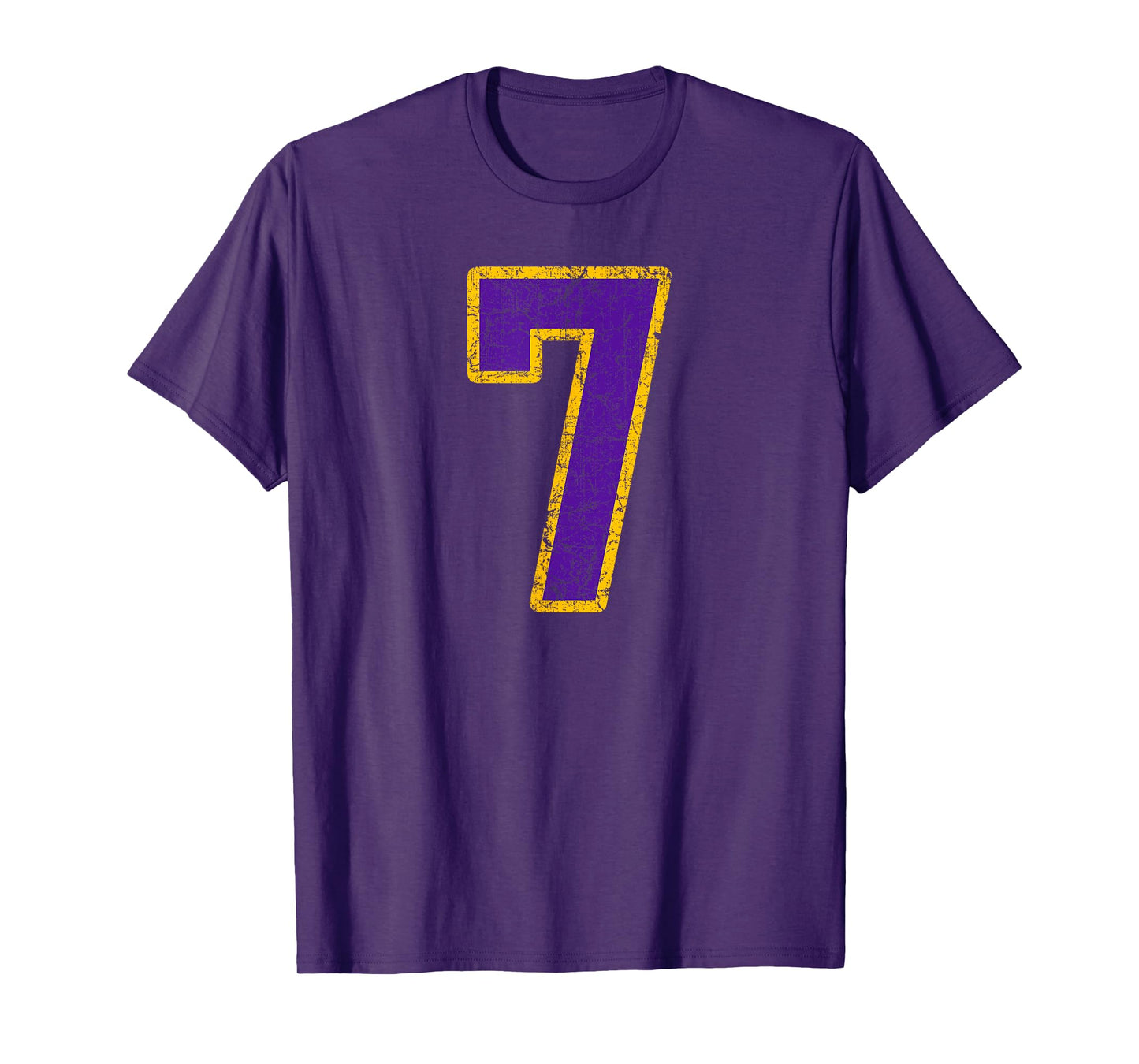 Purple Gold Number 7 Jersey Player Uniform #7 Grunge T-Shirt