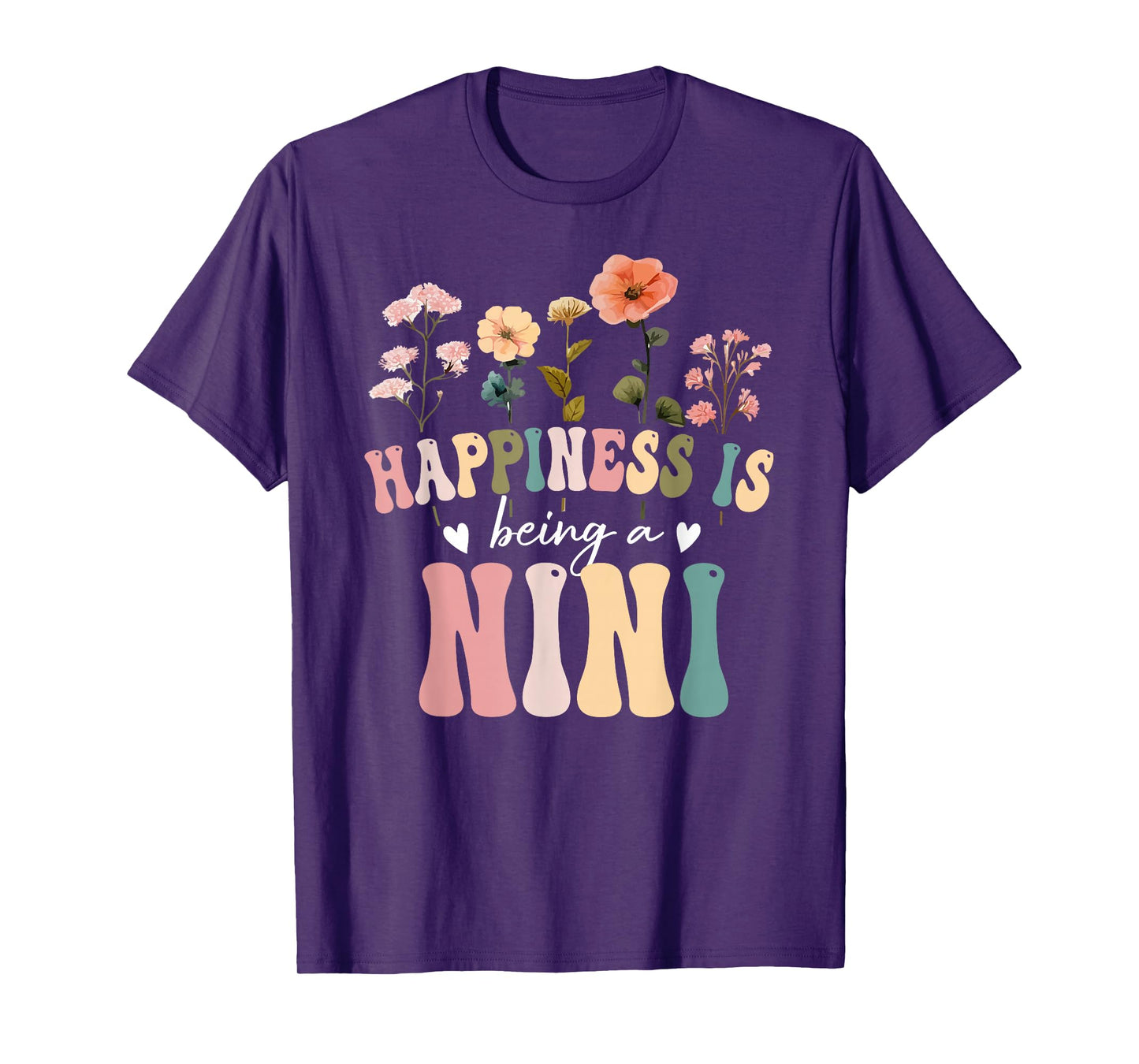 Happiness is Being a Nini Floral Design Nini Mother's Day T-Shirt
