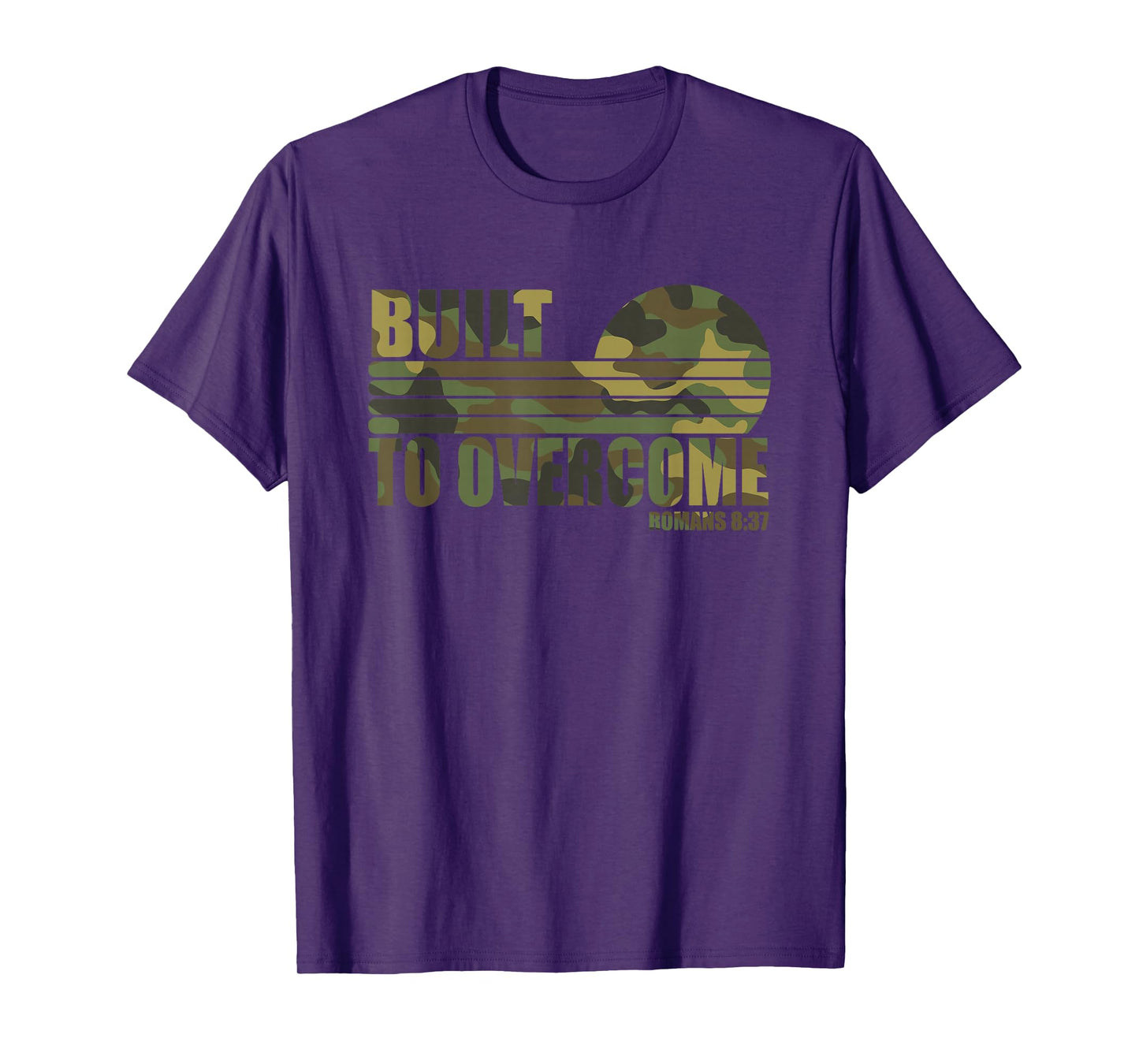 Built to Overcome Camo Workout Christian Faith Gym Scripture T-Shirt