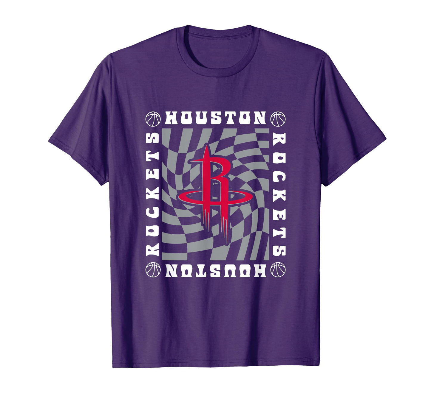 NBA Houston Rockets Retro Checkerboard Wave T-Shirt
