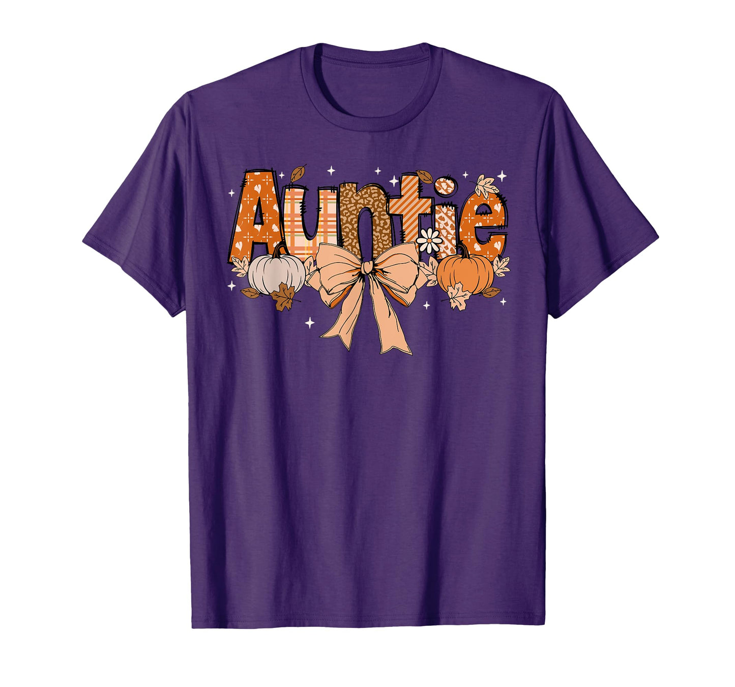 Auntie Pumpkin Fall Coquette Bow Thanksgiving Mom Women T-Shirt